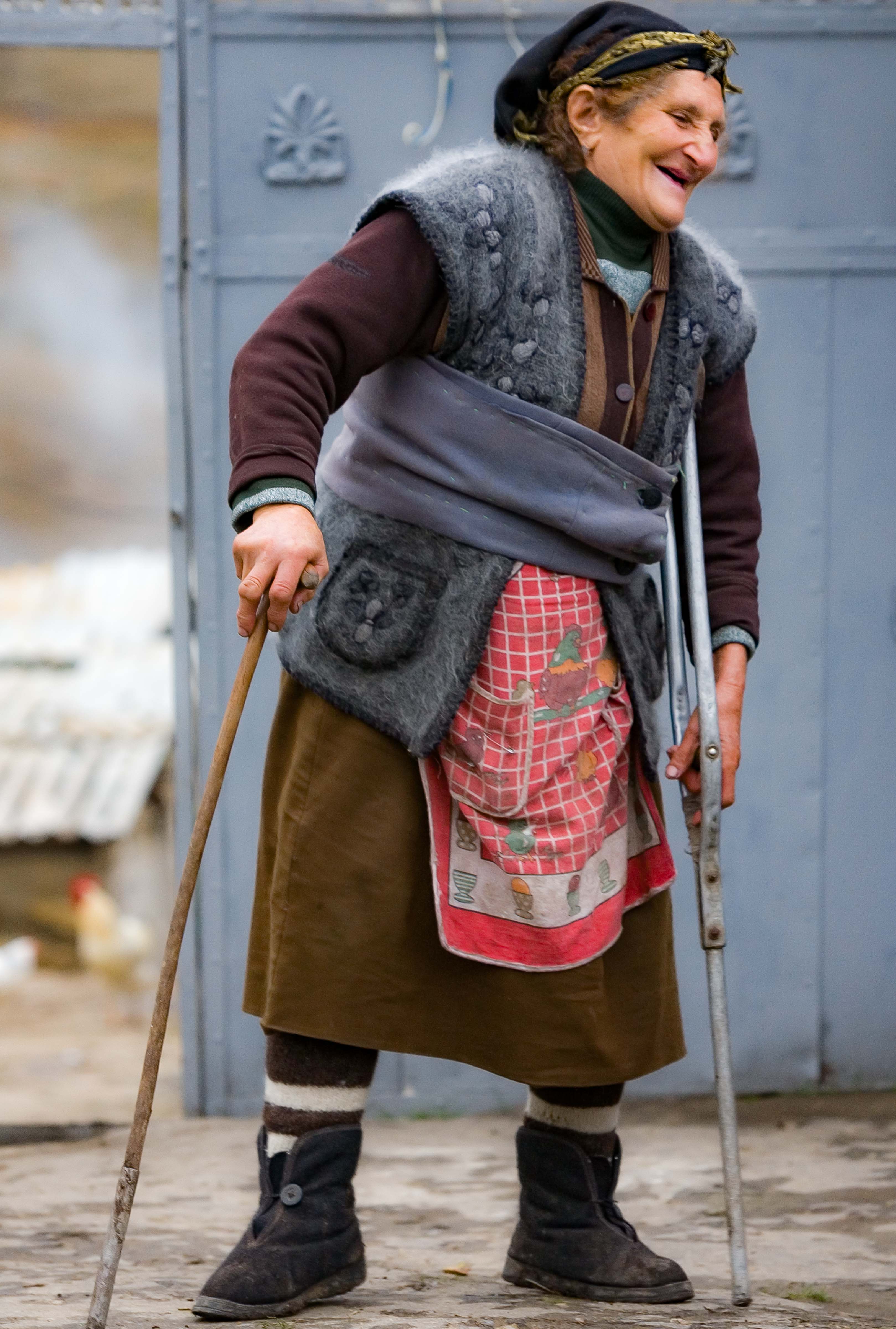 Azerbaijan, Gadabay Prov, Old Woman Laughing, 2009, IMG 8899