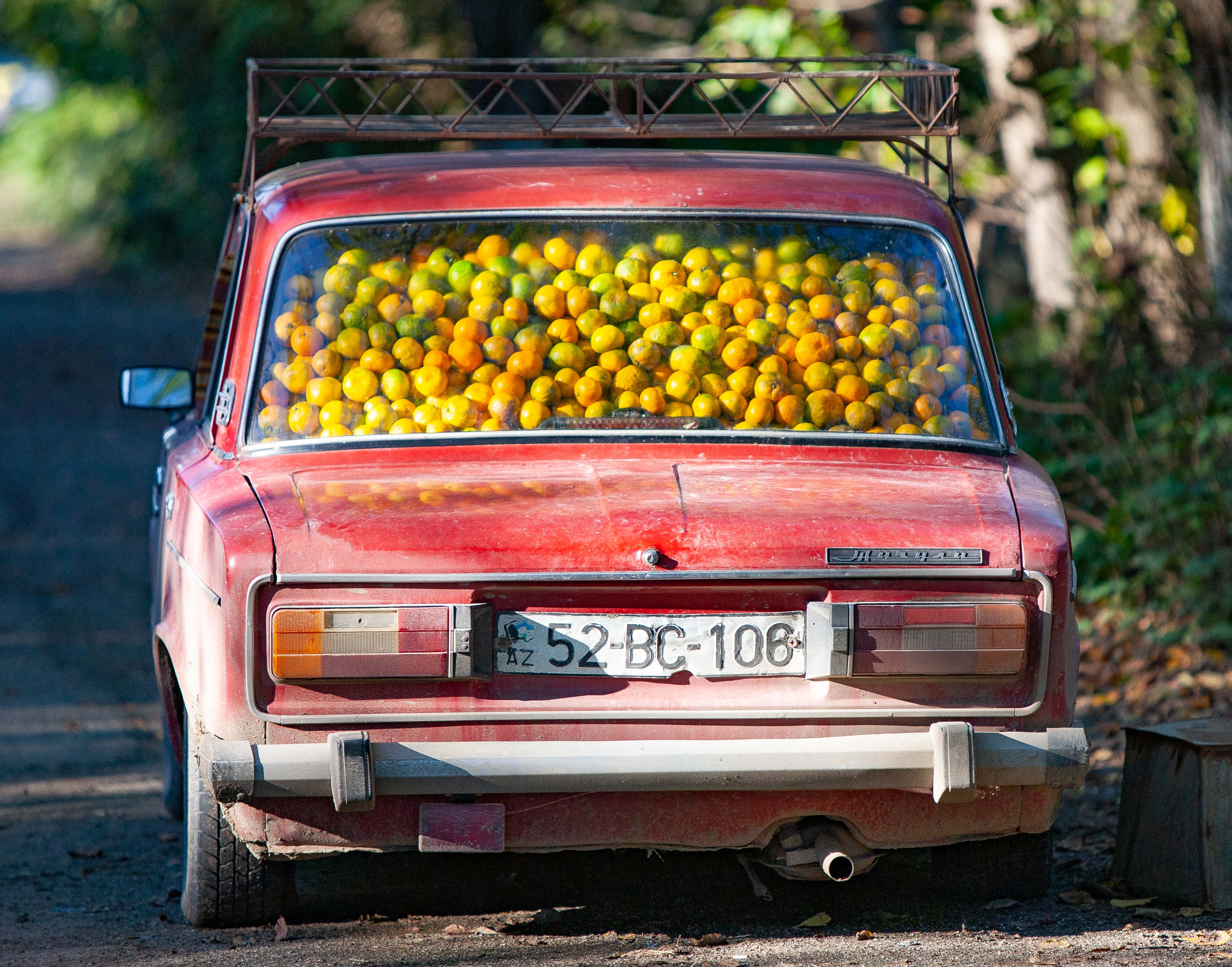 Azerbaijan, Masalli Prov, Orange Car, 2009, IMG 9899