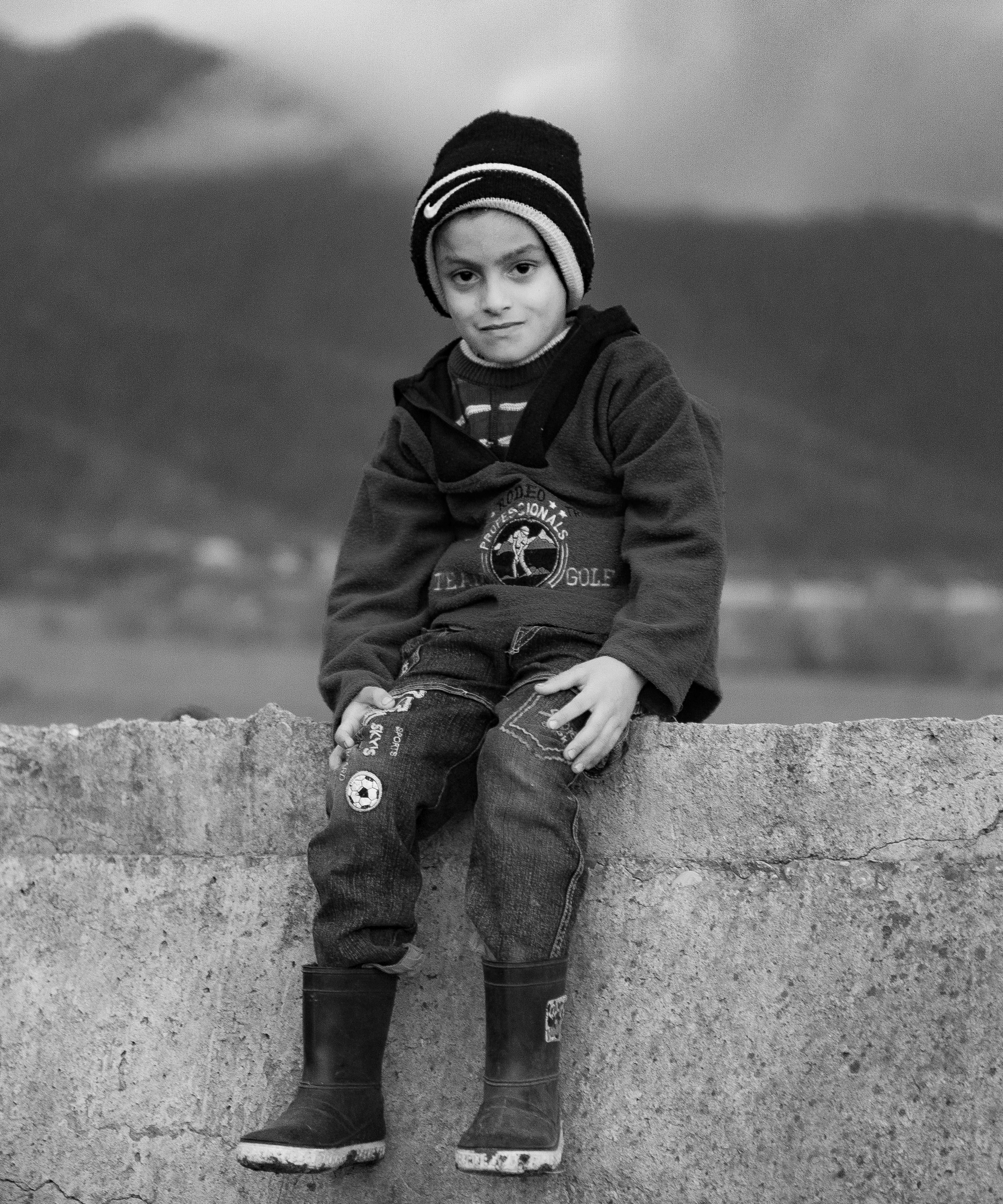 Azerbaijan, Qabala Prov, Boy On Wall, 2009, IMG 8224