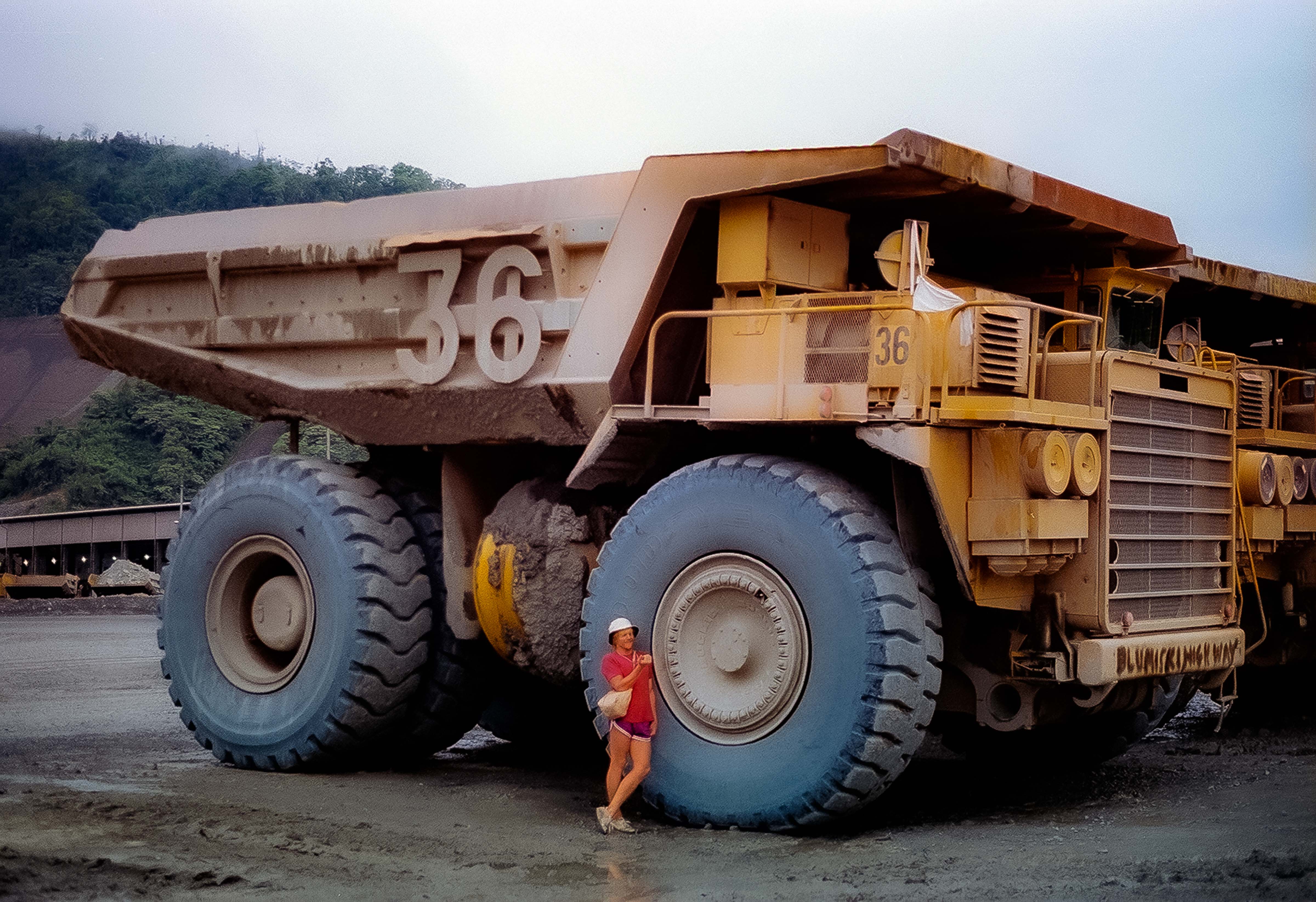 Bismarck Archipelago, Jeff Shea With Panguna Copper Mine Truck, Bougainville, 1983