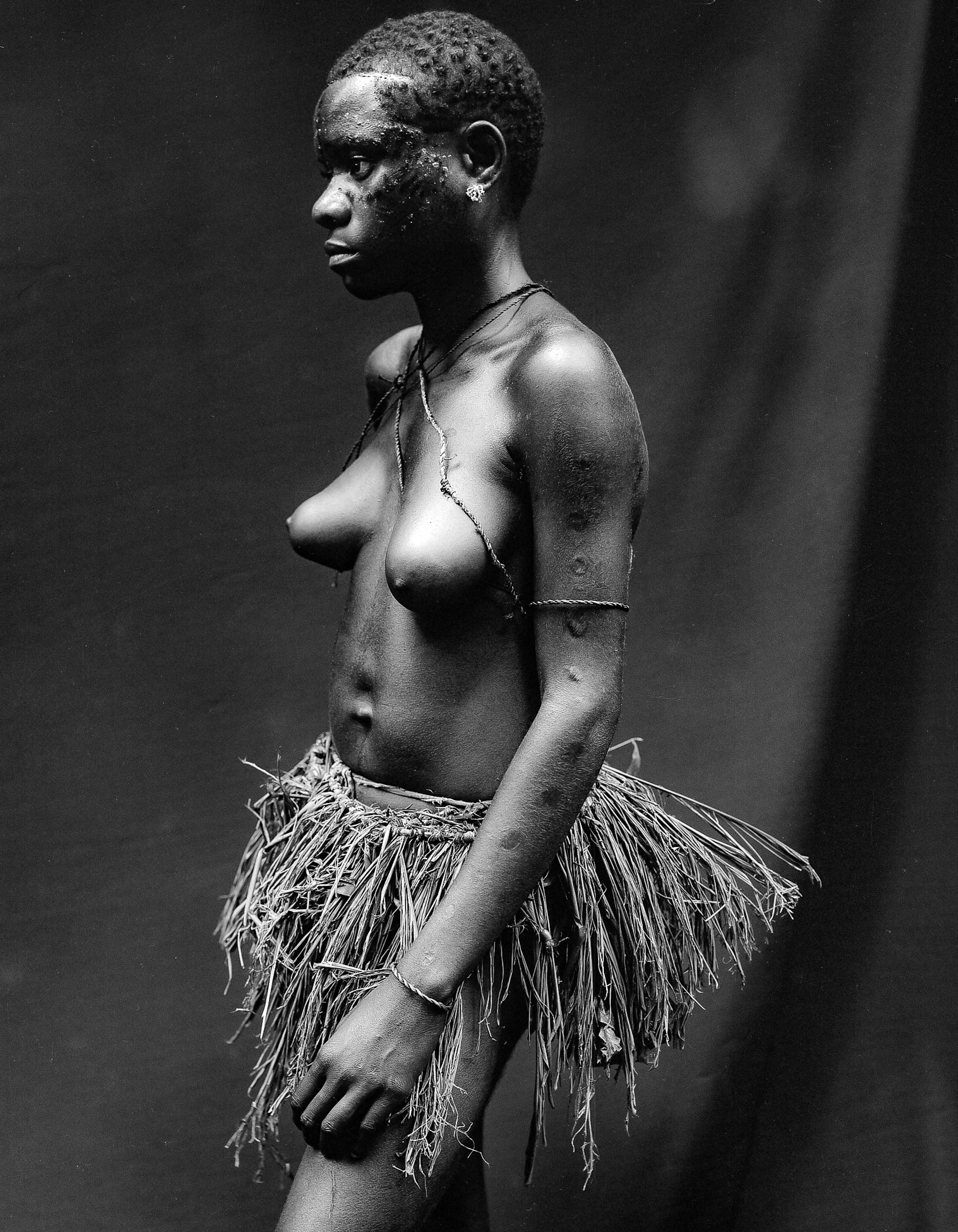 Central African Republic, Pygmy Girl In Grass Skirt, 2000