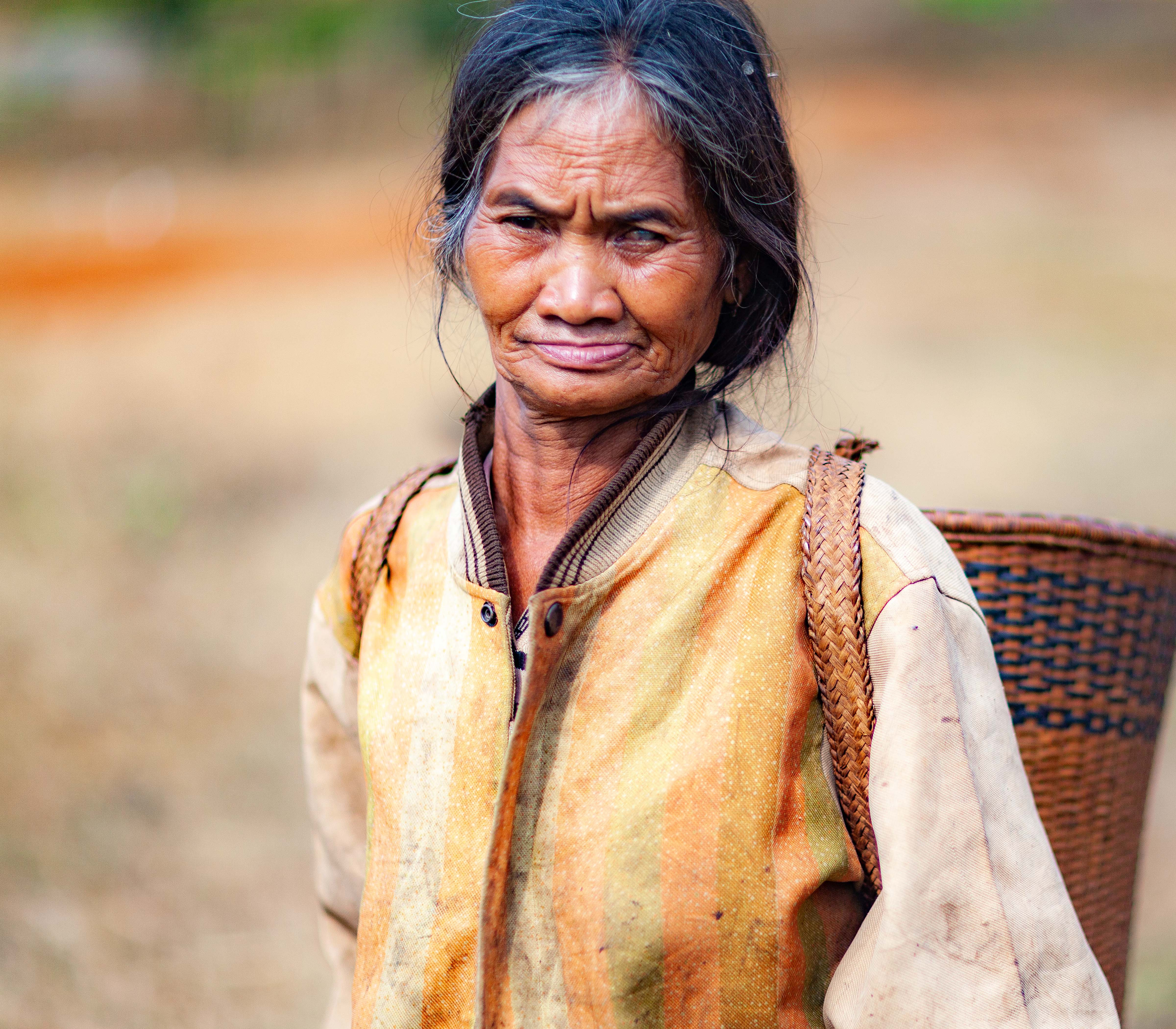 Cambodia, Mondol Kiri Prov, Woman With Basket, 2011, IMG 0779