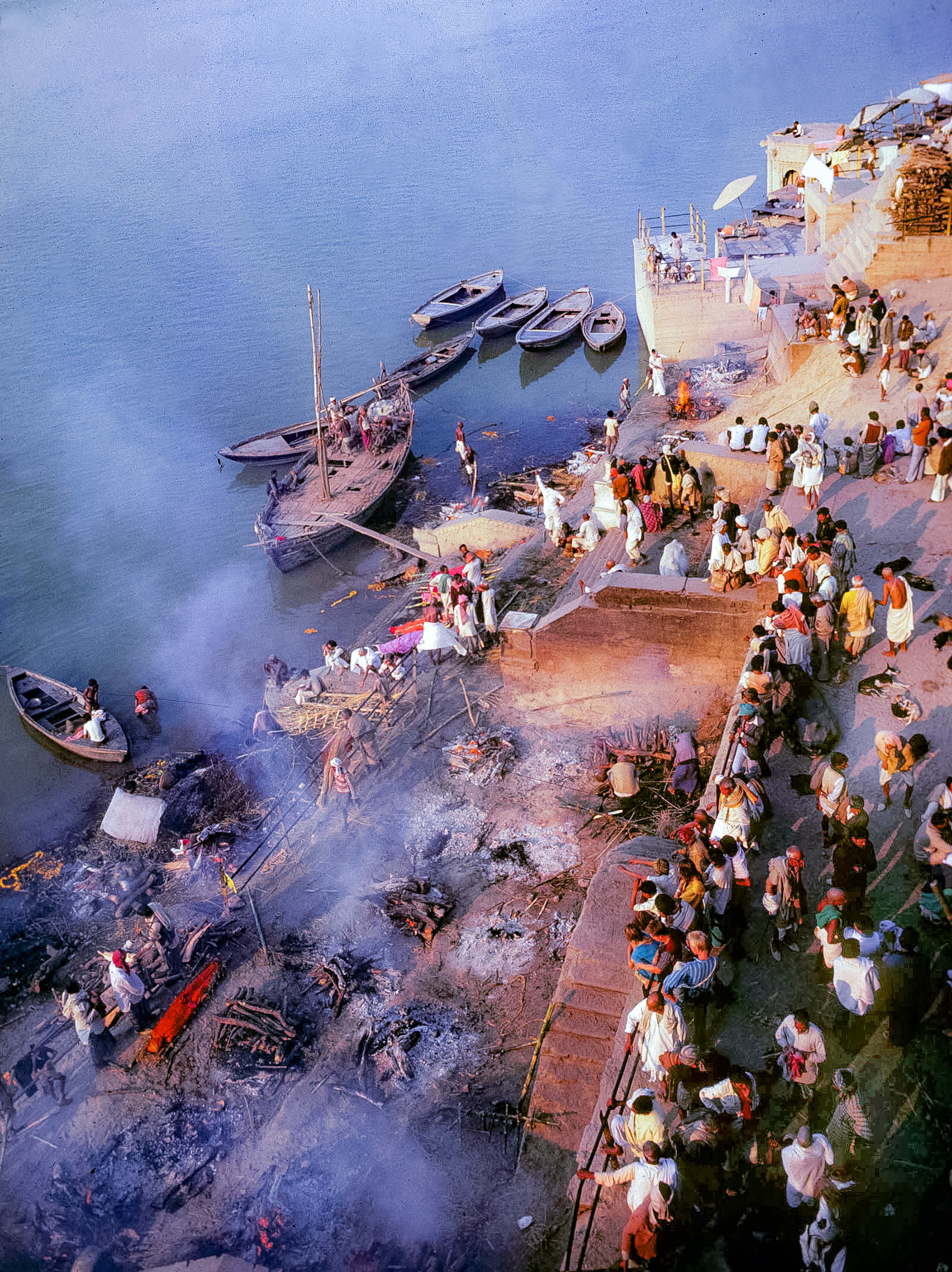 India, Varanasi, Burning Ghats, 1984
