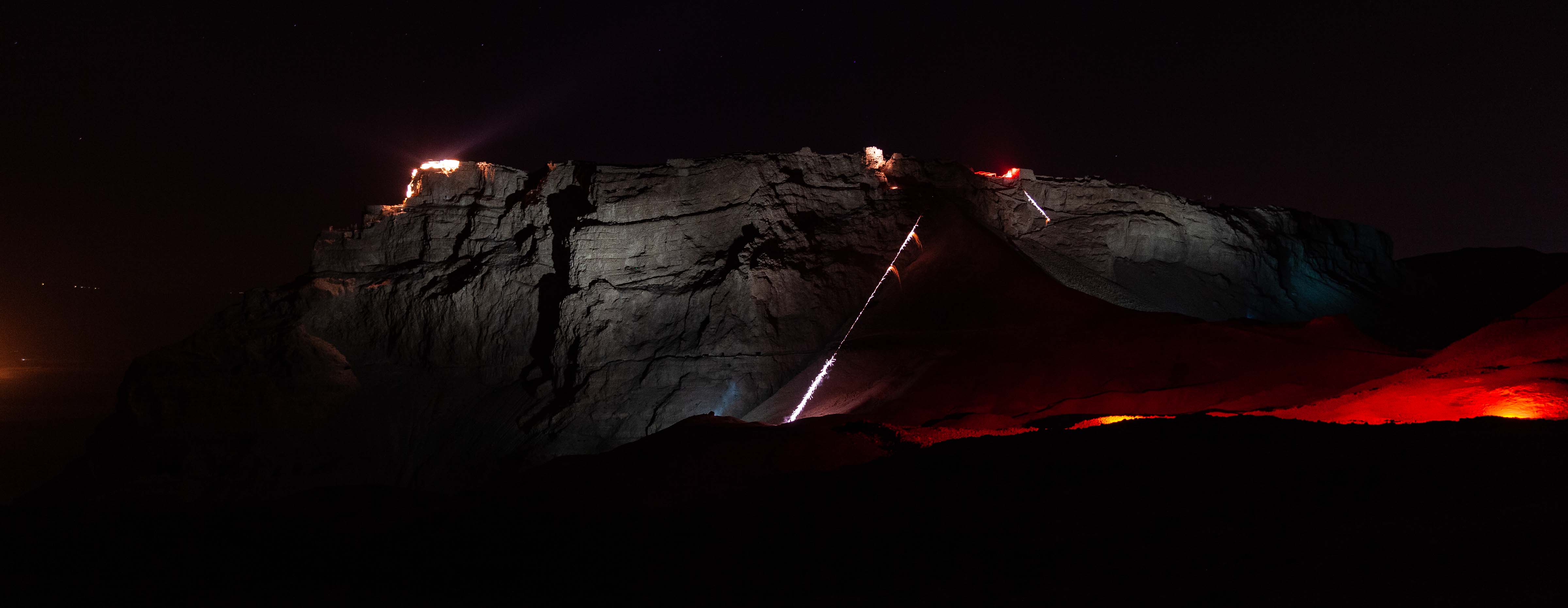 Israel, Southern Prov, Masada At Night Shooting Arrows, 2012, IMG 6418