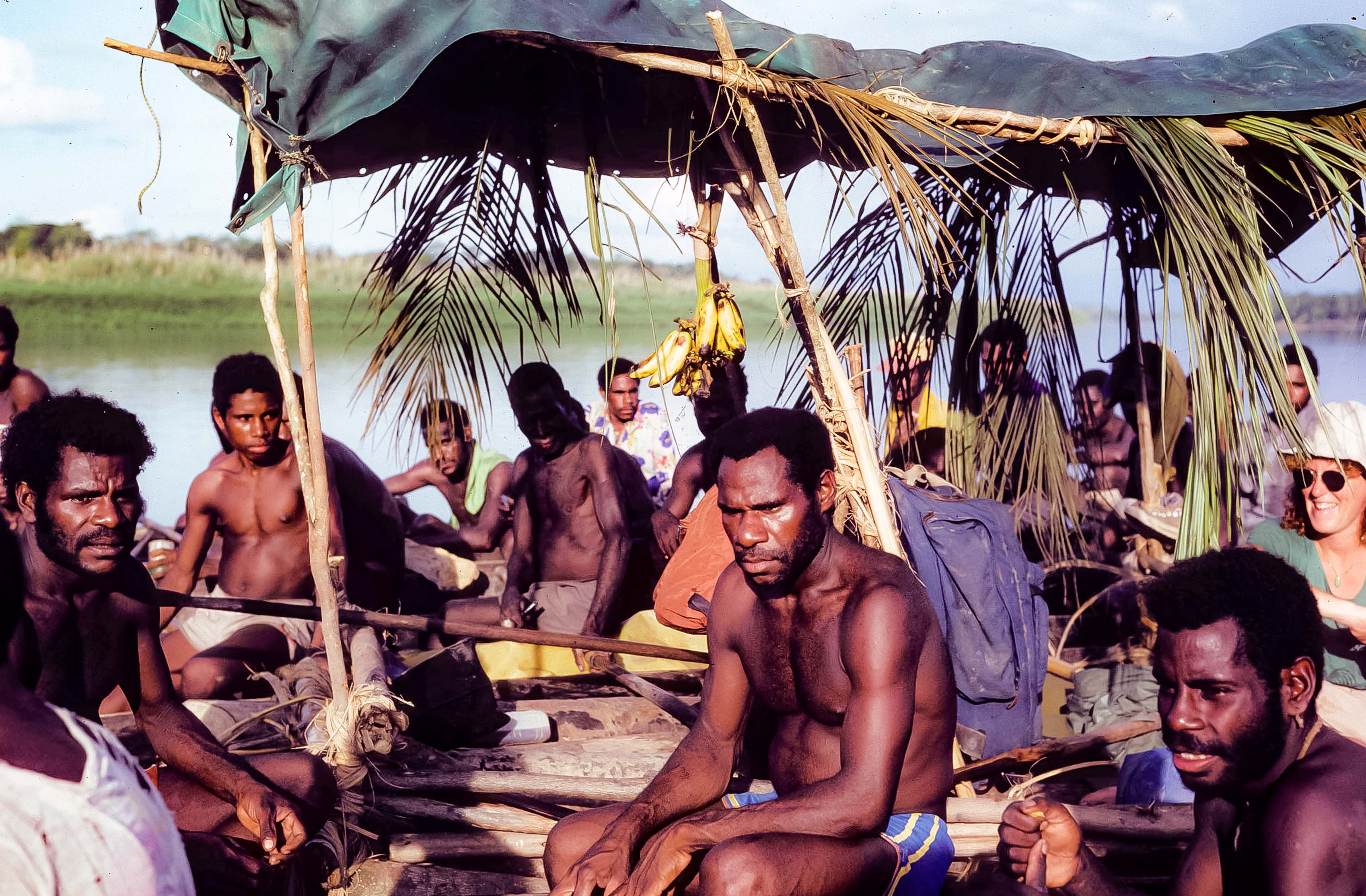 PNG, Kubkain Villagers Arrive In Their Canoes,1983