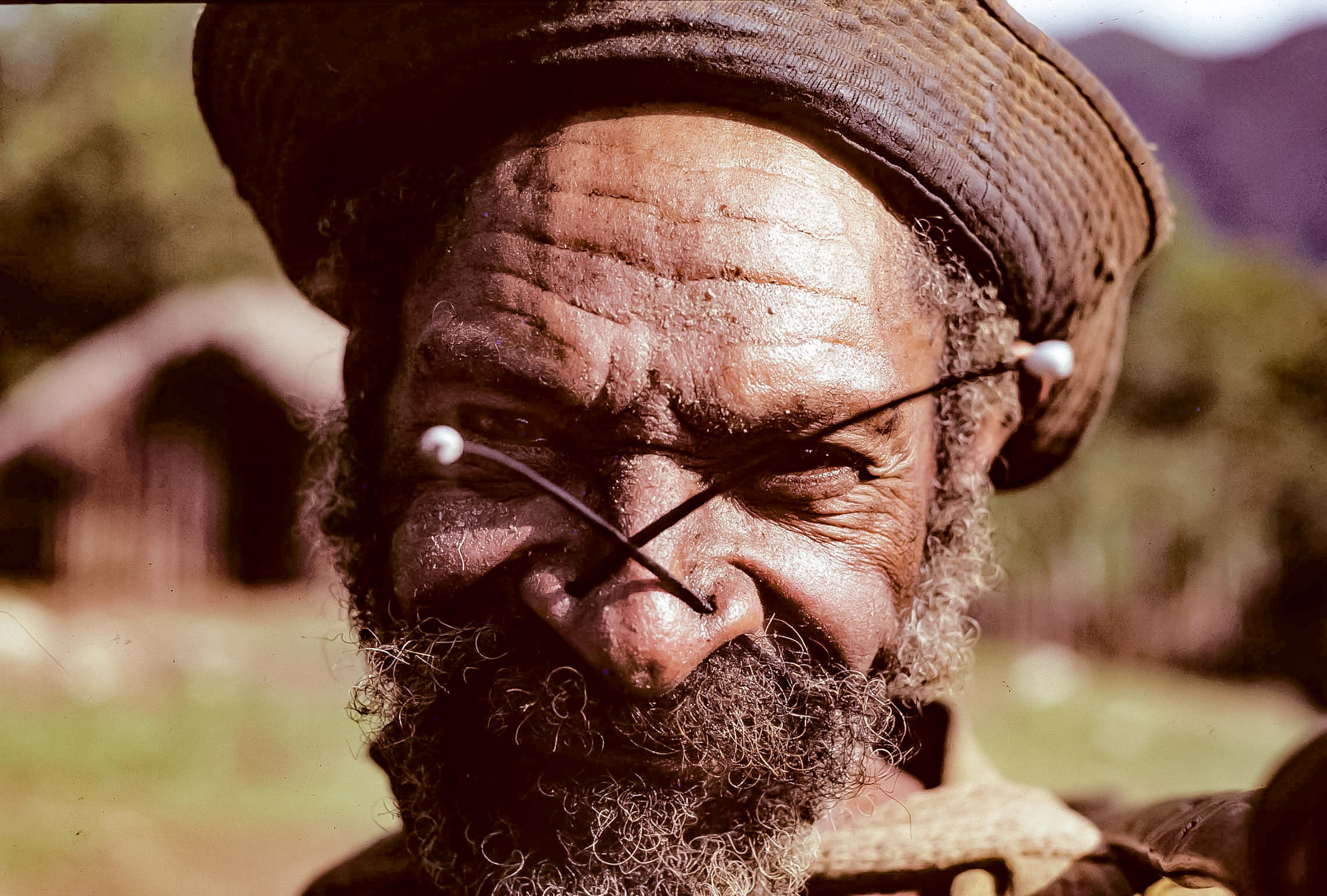 Papua New Guinea, Oksapmin Man With Bird Of Paradise Quill, 1983