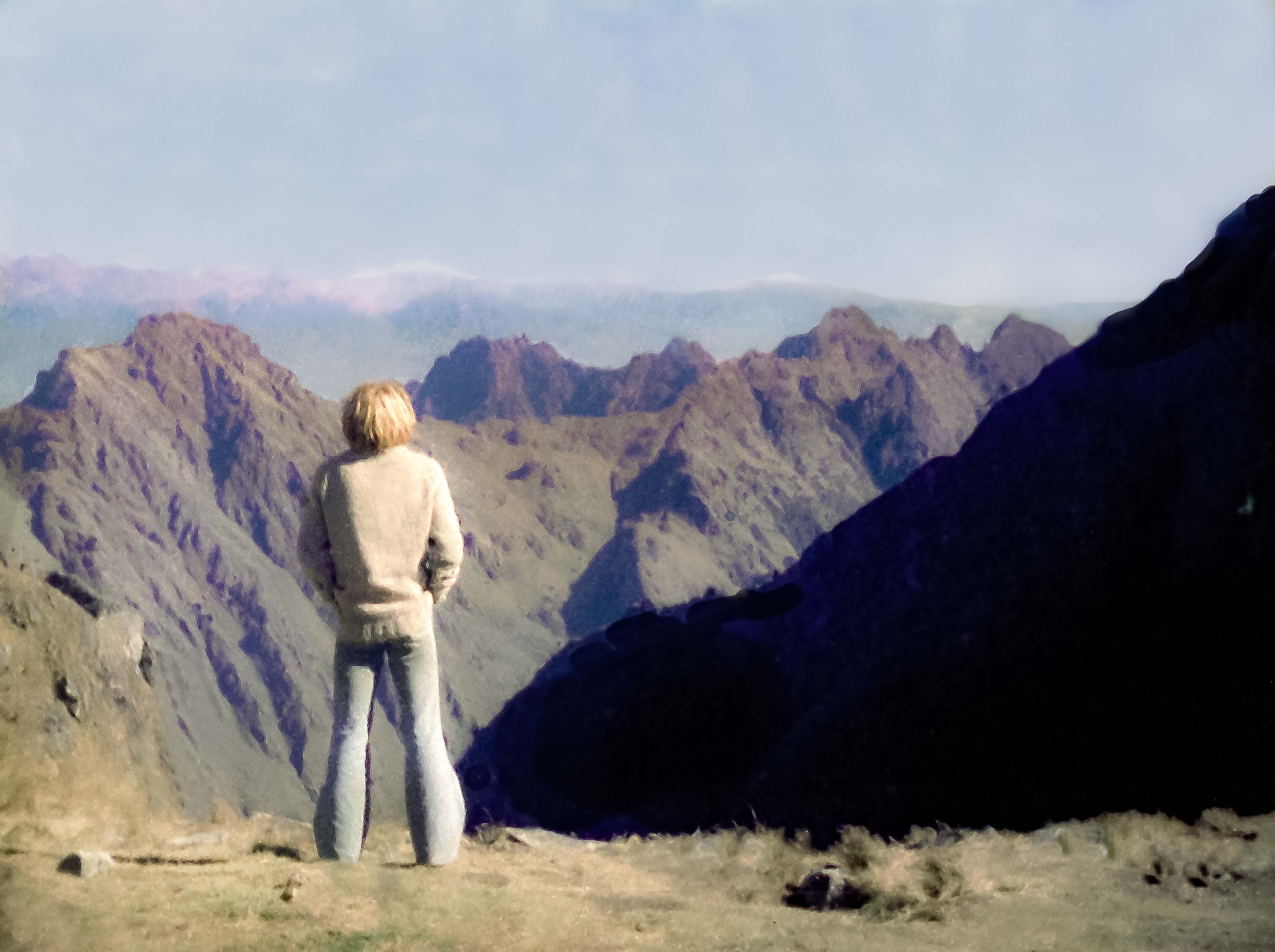 Peru, Jeff Shea Looking At Andes Mountains, 1979