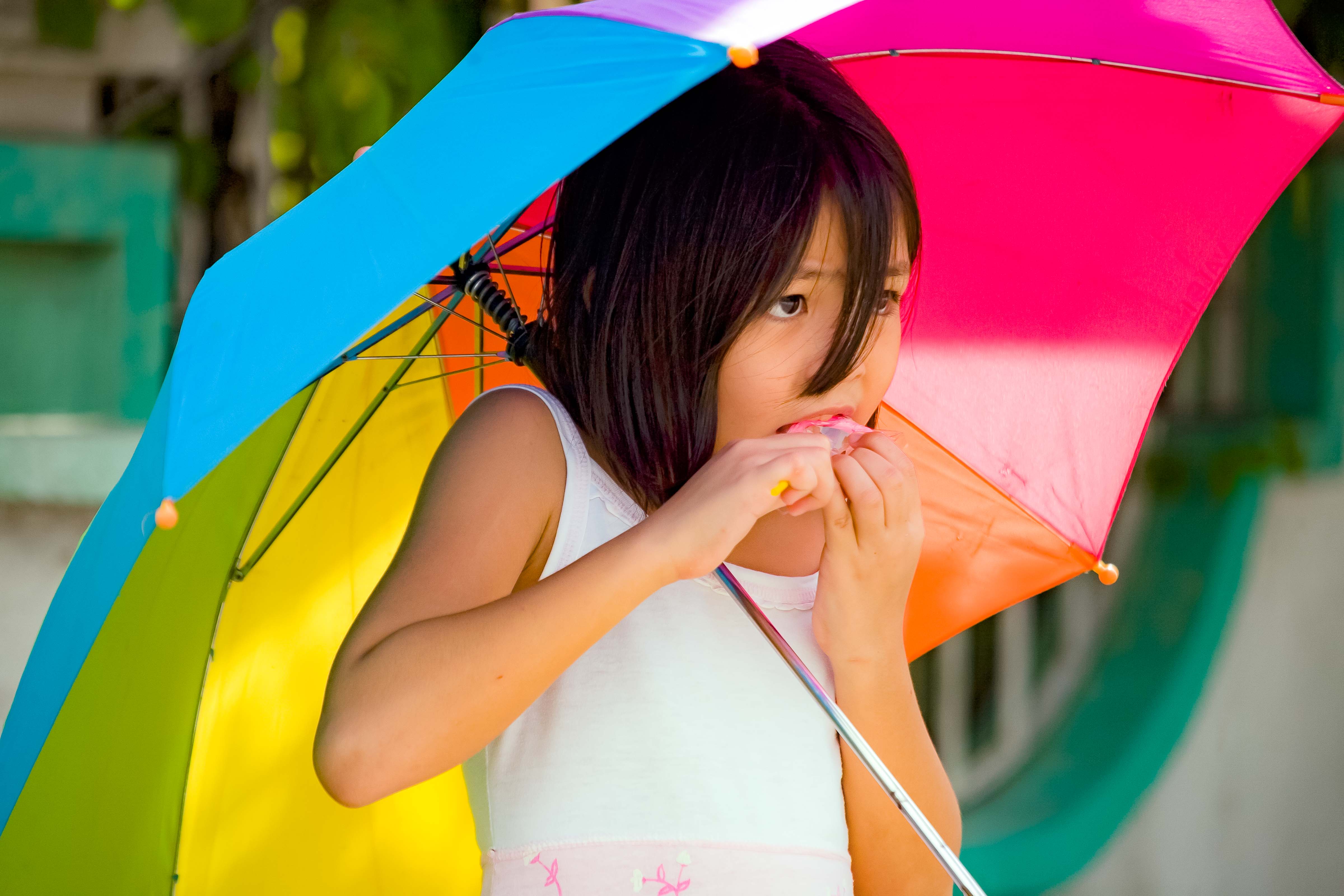 Philippines, Bataan Province, Umbrella Girl, 2007