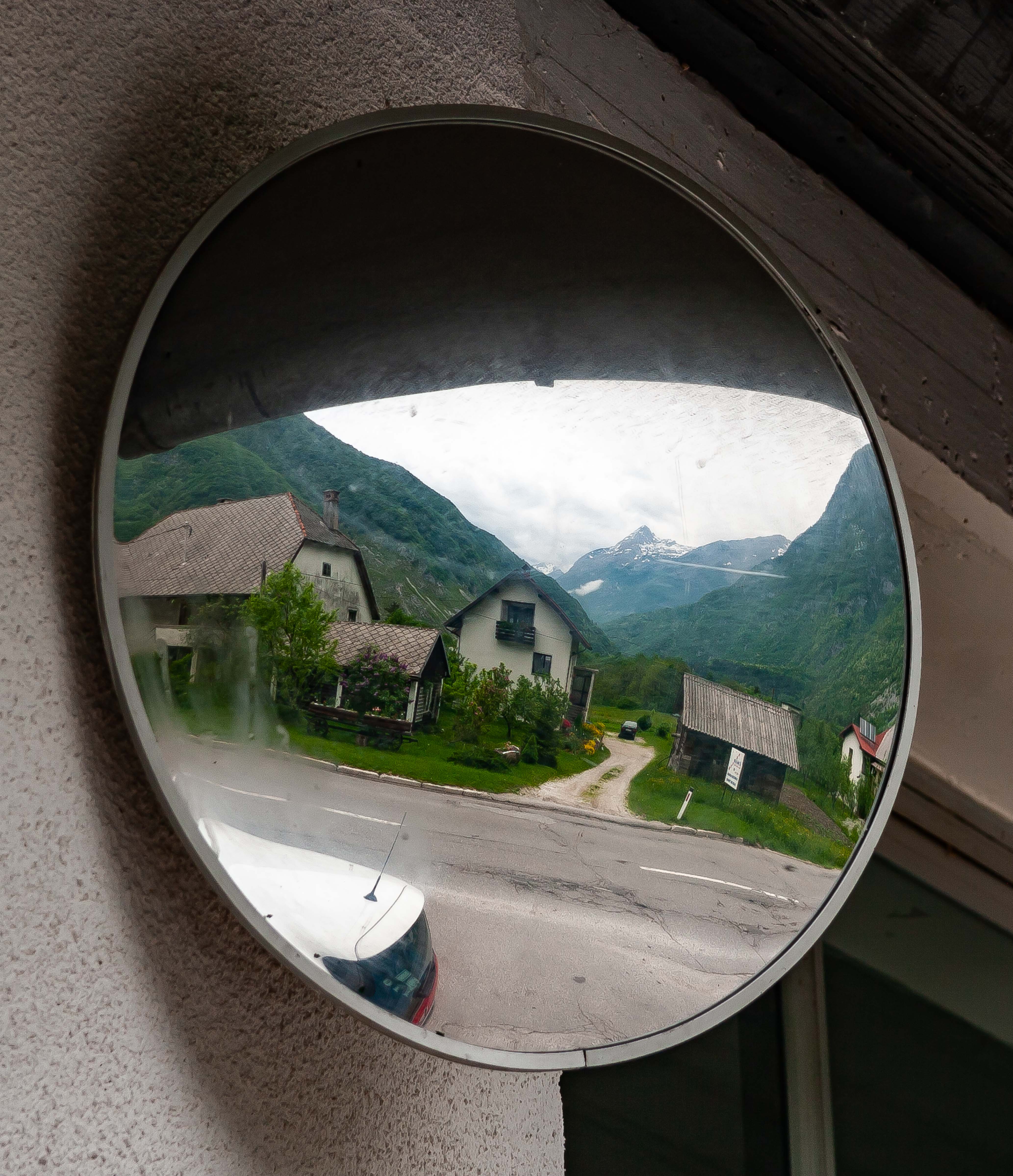 Slovenia, Bovec Prov, Village Through Mirror, 2006, IMG 6597