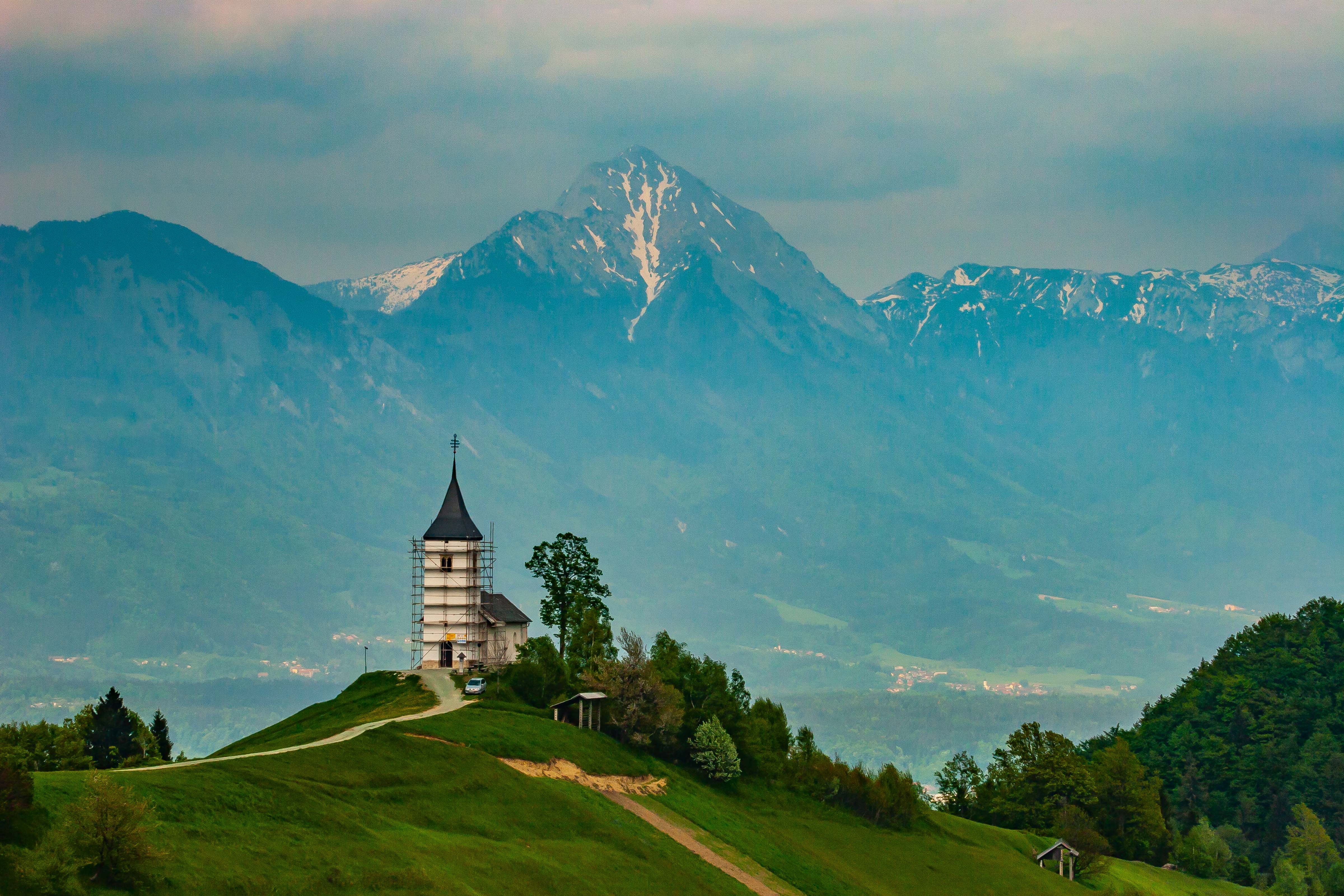 Slovenia, Zeleznika Prov, Church And Mountain, 2006, IMG 6289