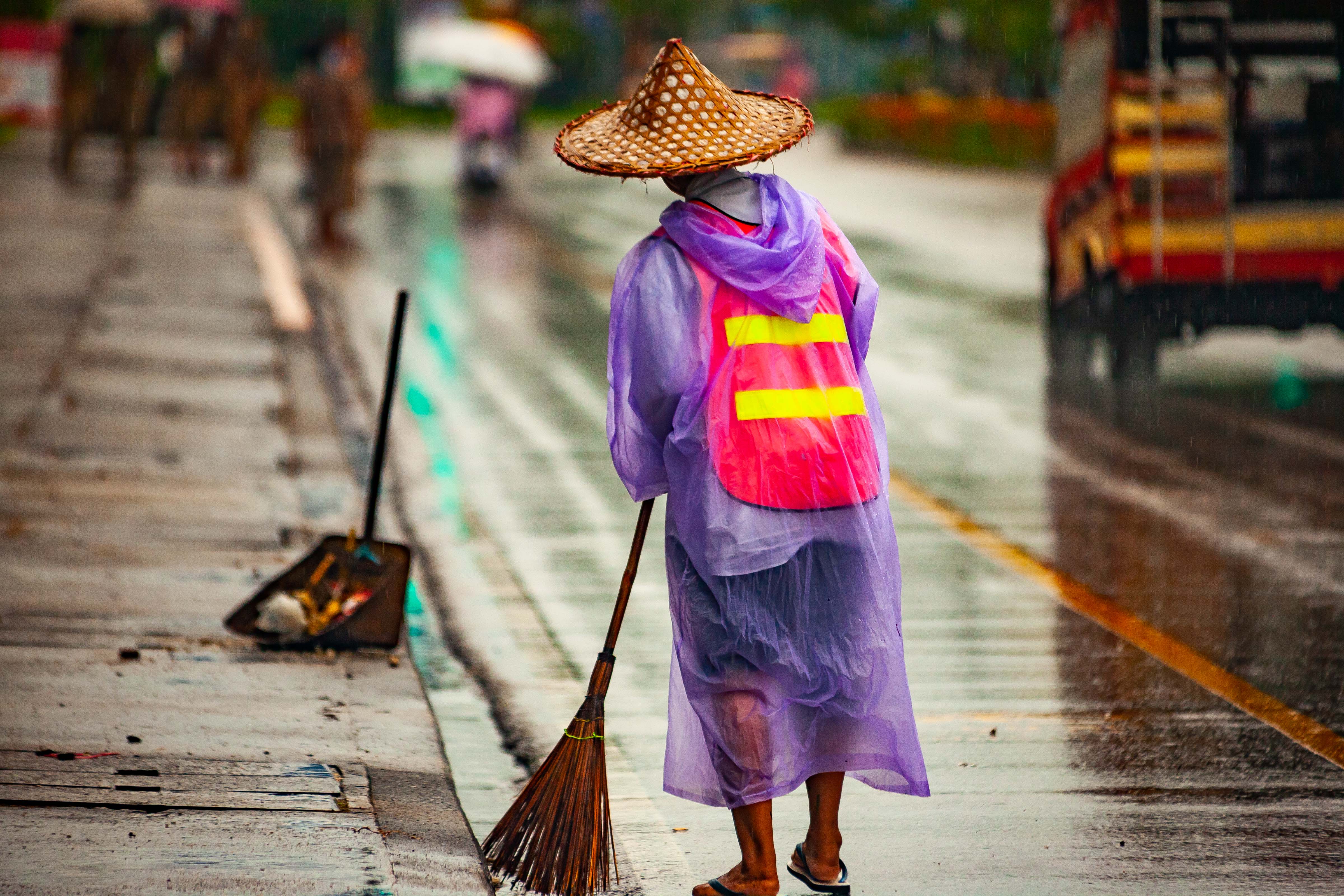 Thailand, Ranong Prov, Street Sweeper, 2008, IMG 2605