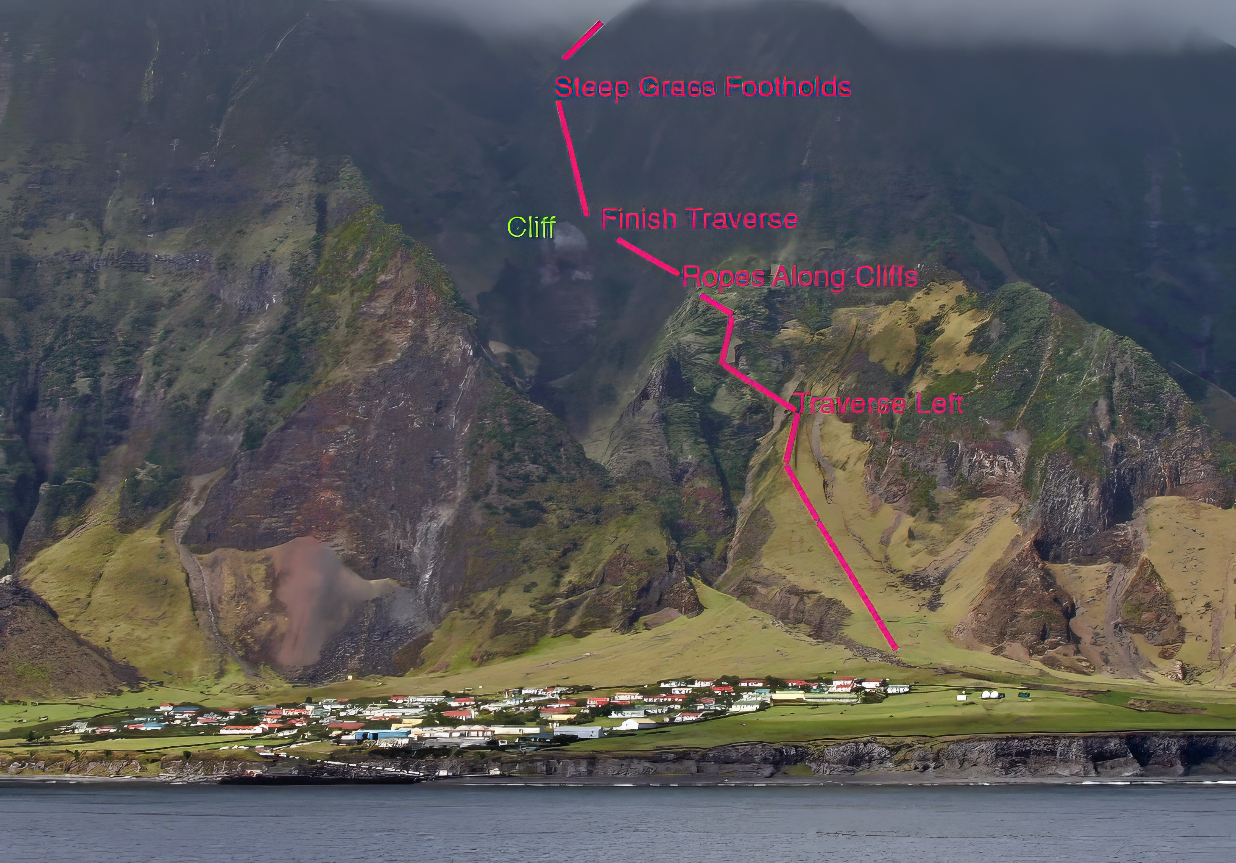 The Route to Climb the Volcano on Tristan da Cunha