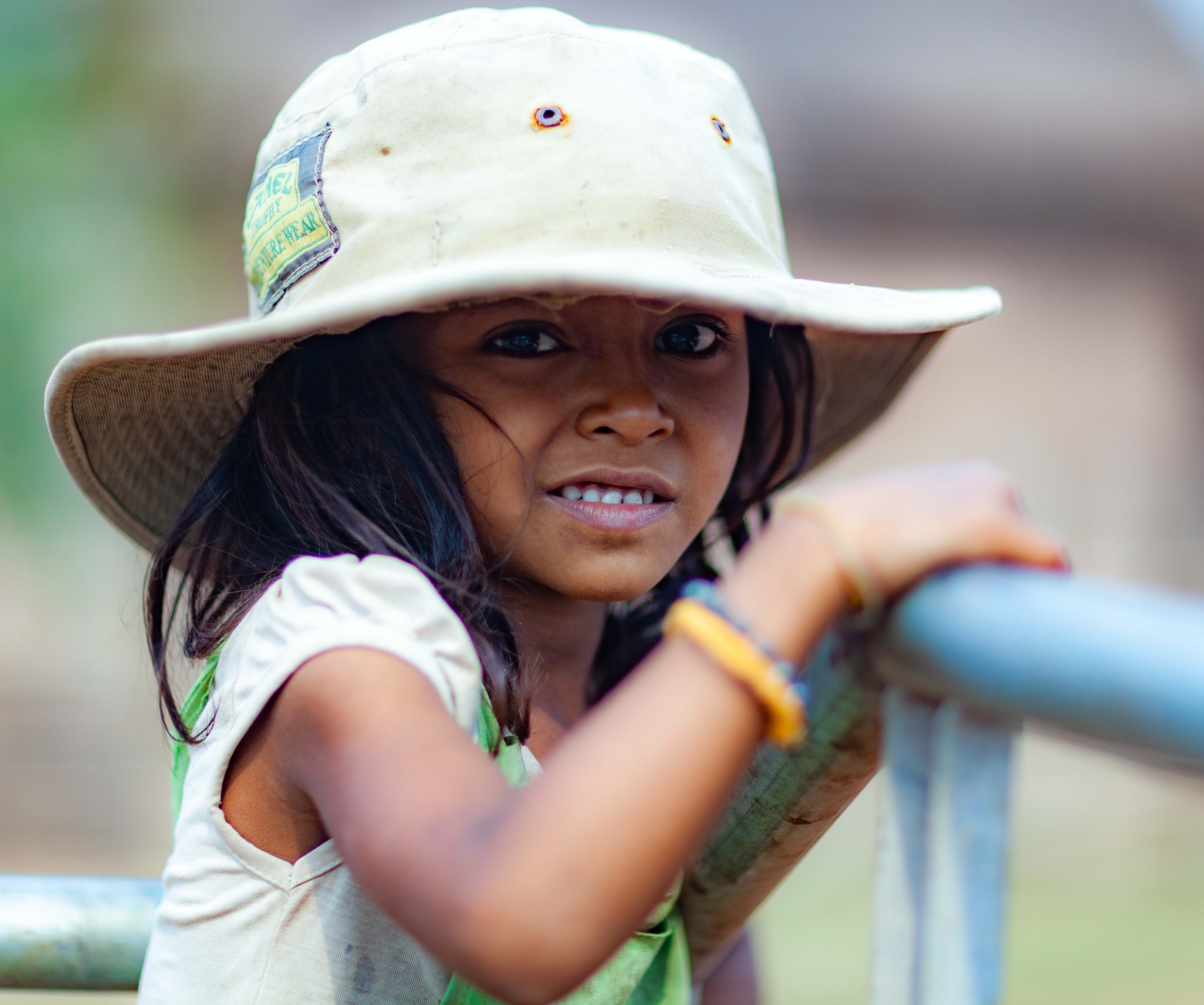 Cambodia, Preah Vihear Prov, Girl With Hat, 2011, IMG 0360
