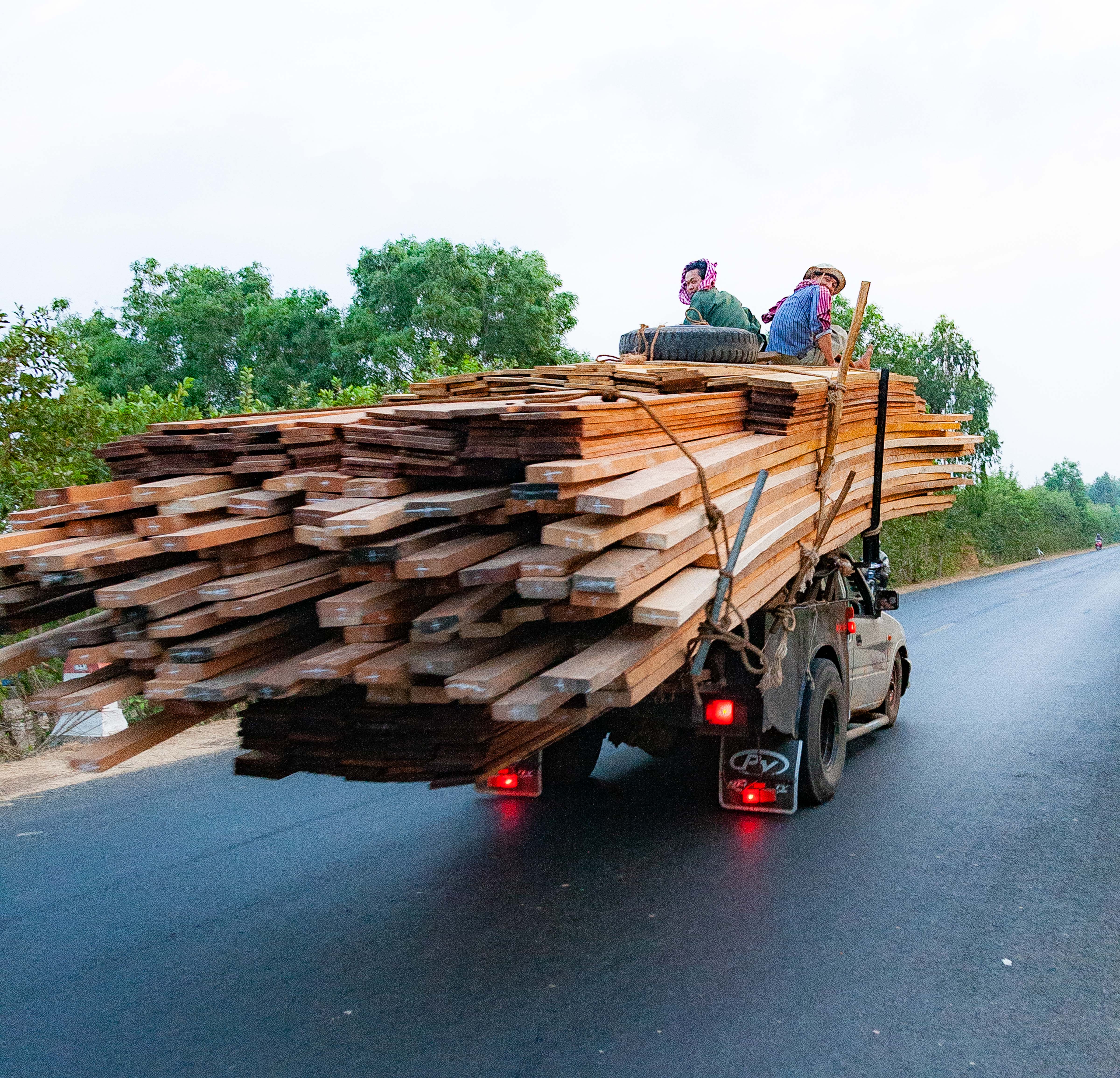 Cambodia, Prey Veaeng Prov, Wood Truck, 2010, IMG 5322