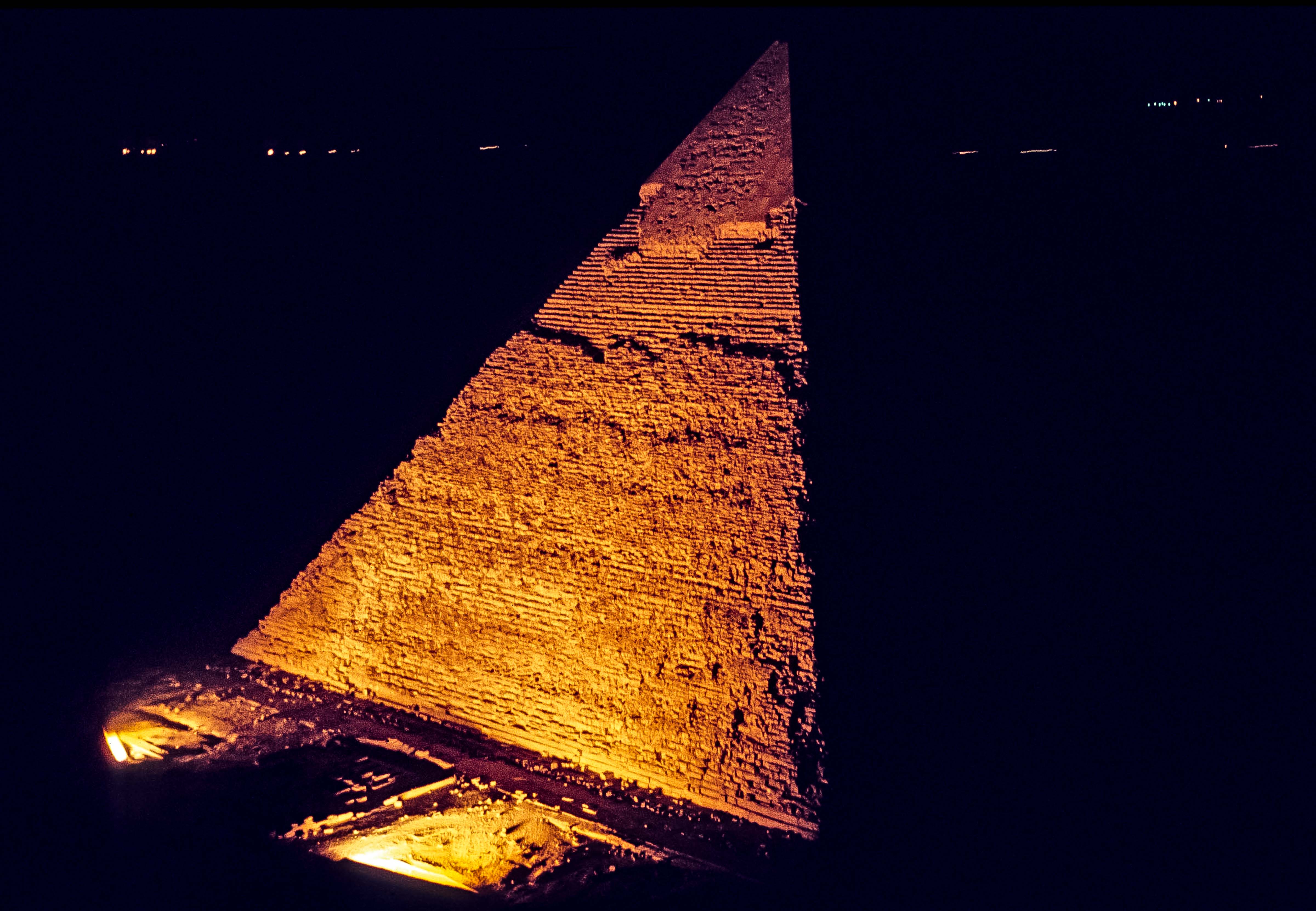 Egypt, Lights on the Pyramid of Chefren, 1984