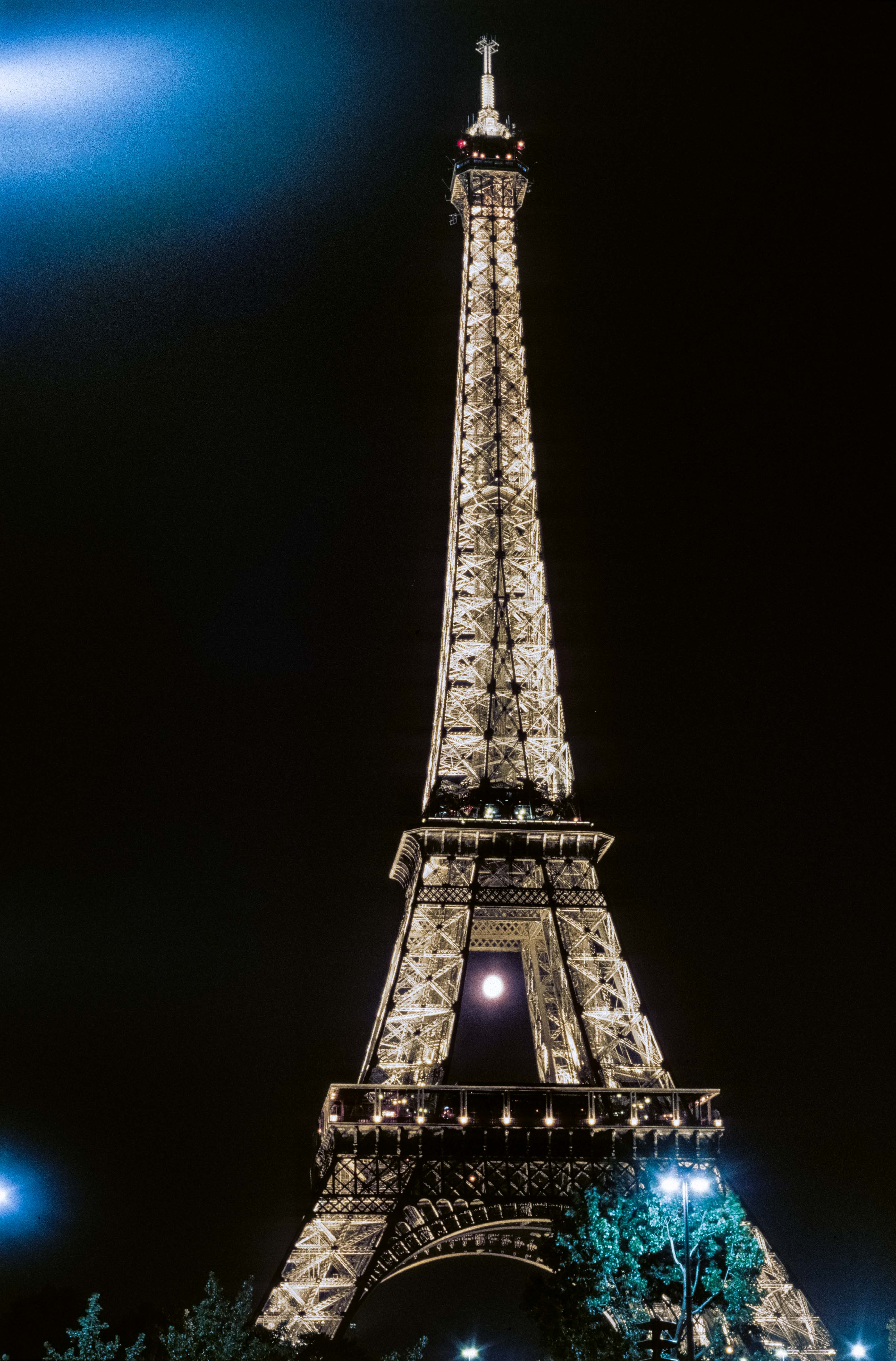 France, Paris Eiffel Tower moon, 1990
