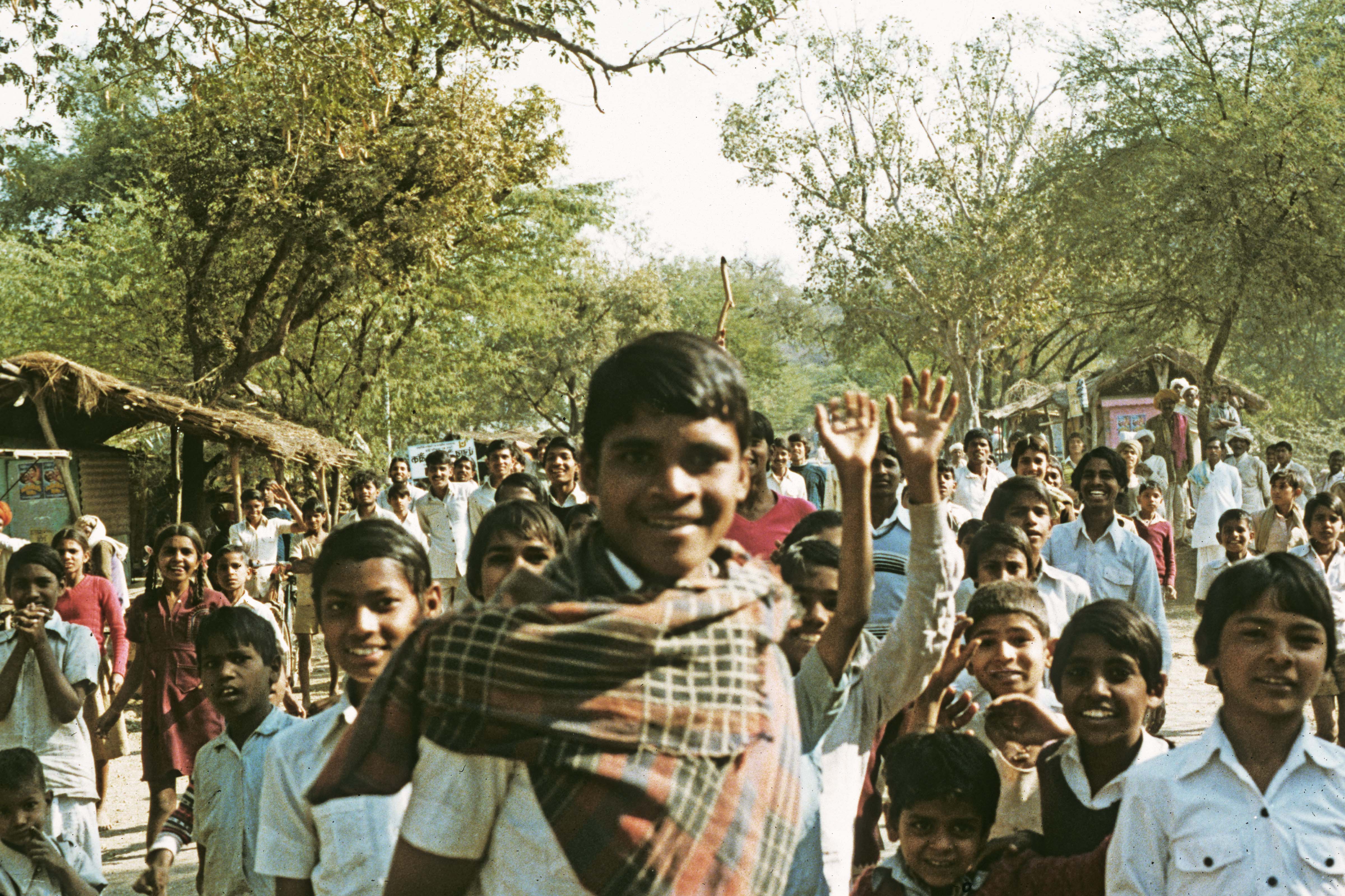 India, Rajasthan, Throng of Kids, 1984