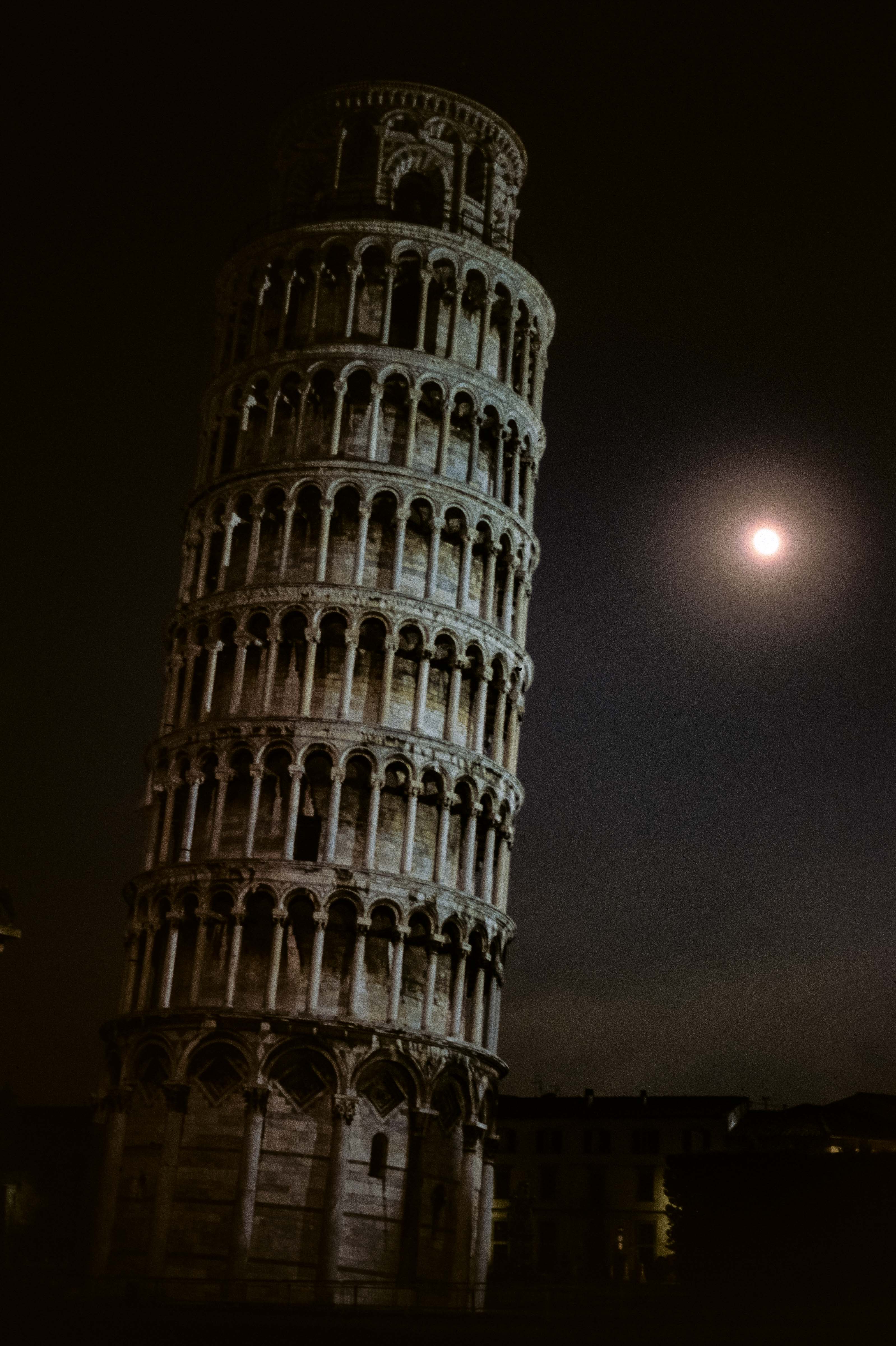 Italy, Leaning Tower of Pisa moon, 1990