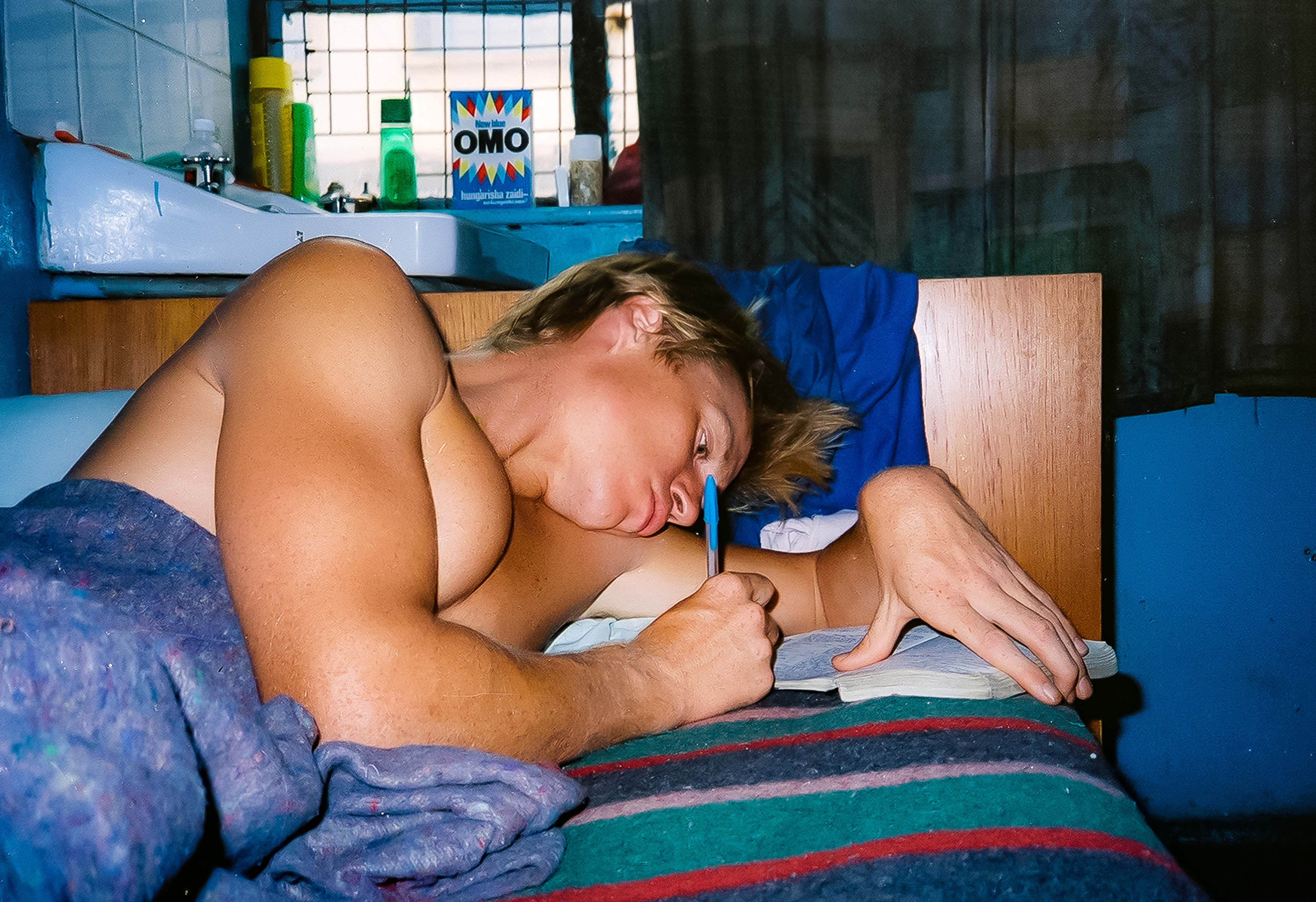 Kenya, Jeff Shea Writing At Nyandarua Hotel, 1984