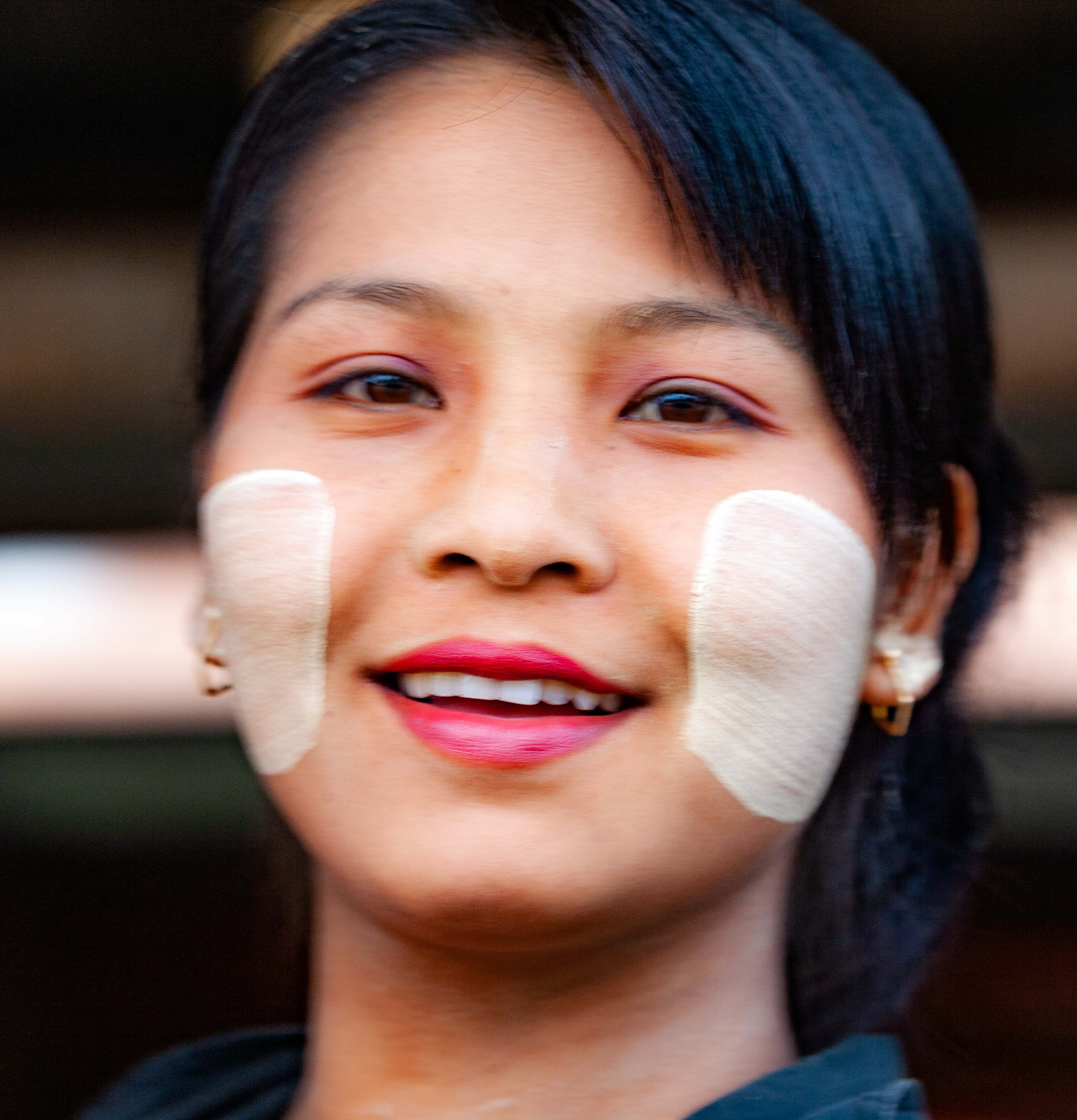 Myanmar, Shan Prov, Girl Painted Face, 2009, IMG 4188