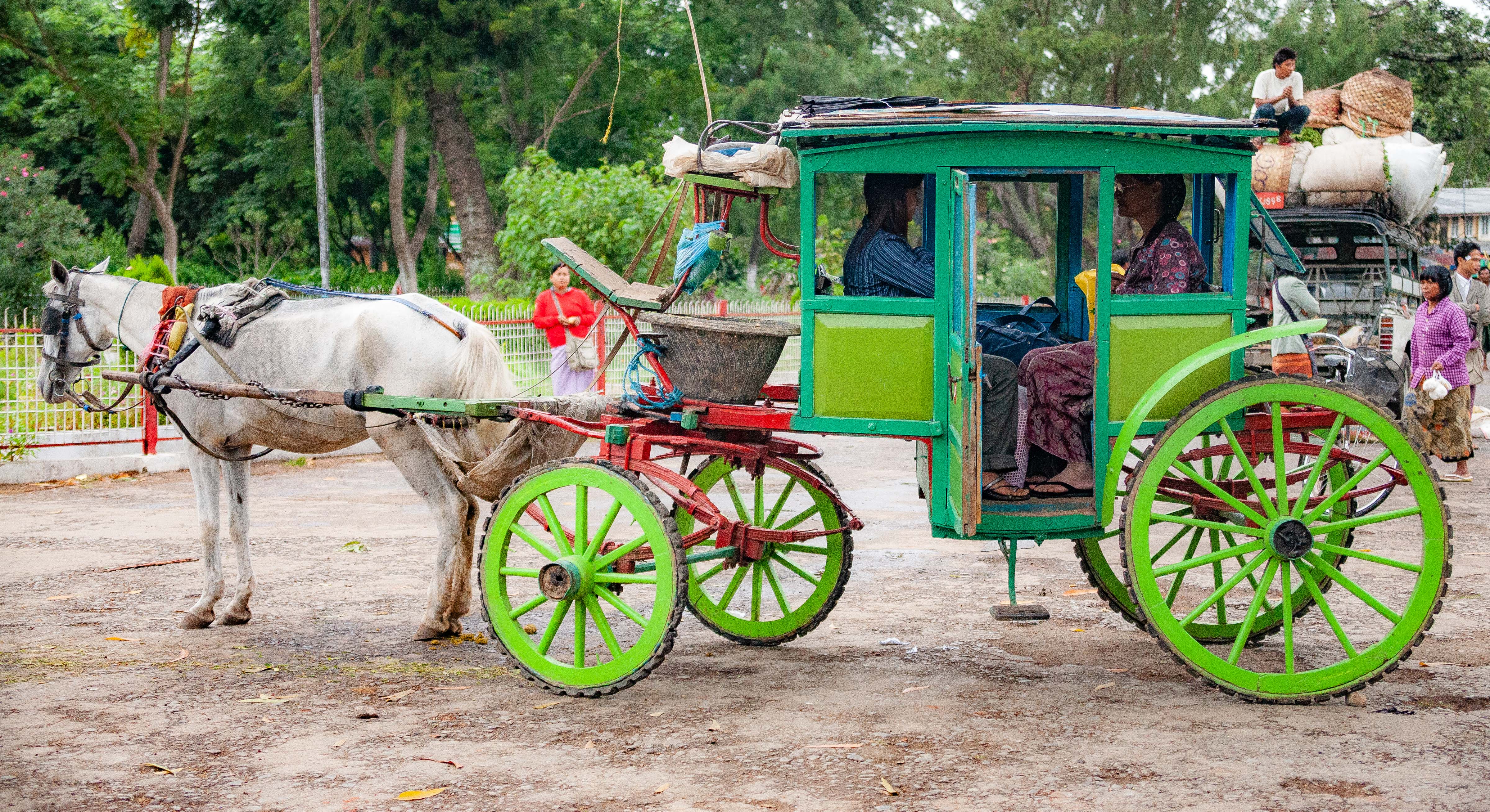 Myanmar, Shan Prov, Green Horse Carriage, 2009, IMG 4717