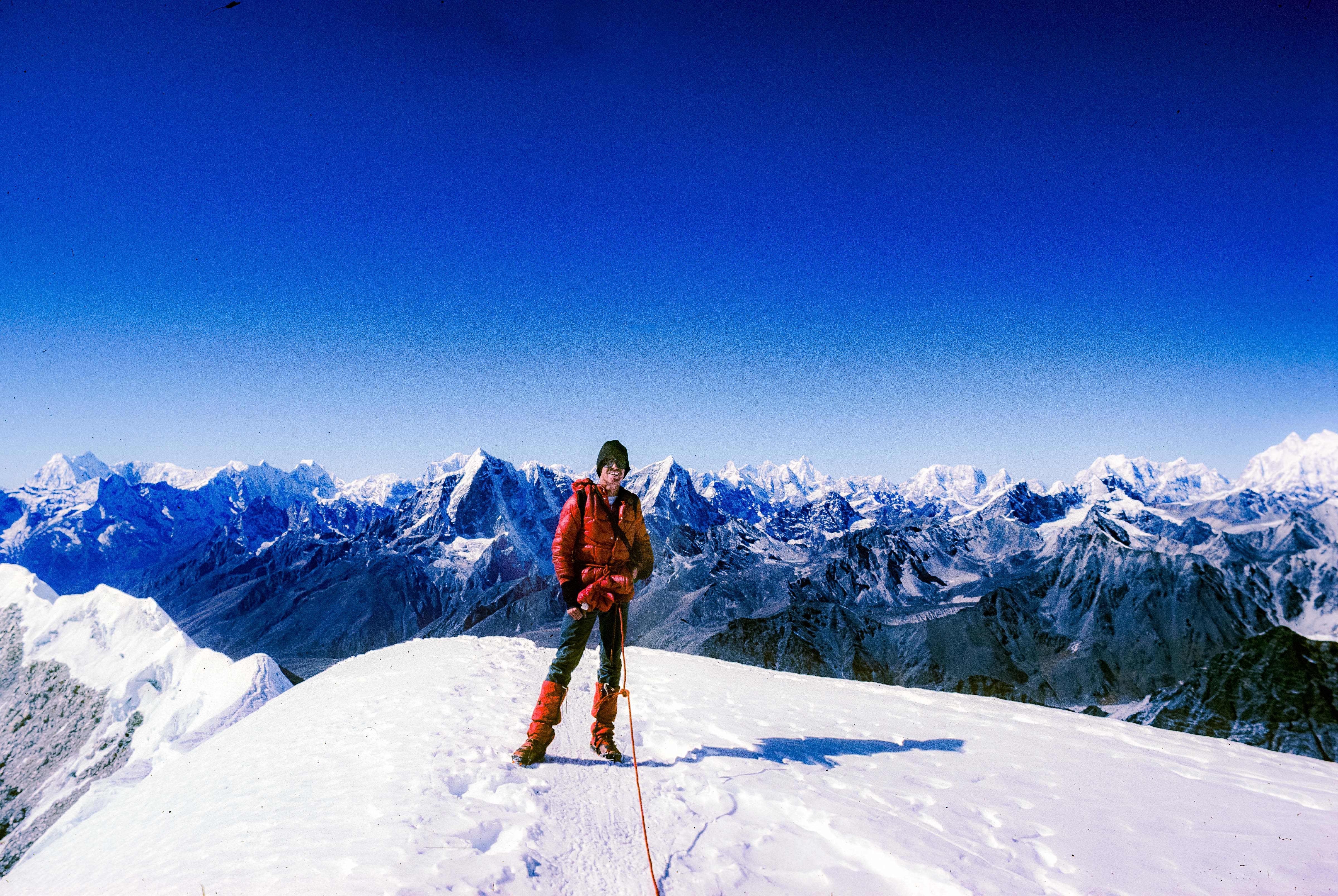 Nepal, Jeff Shea on the Summit of Island Peak, 1983