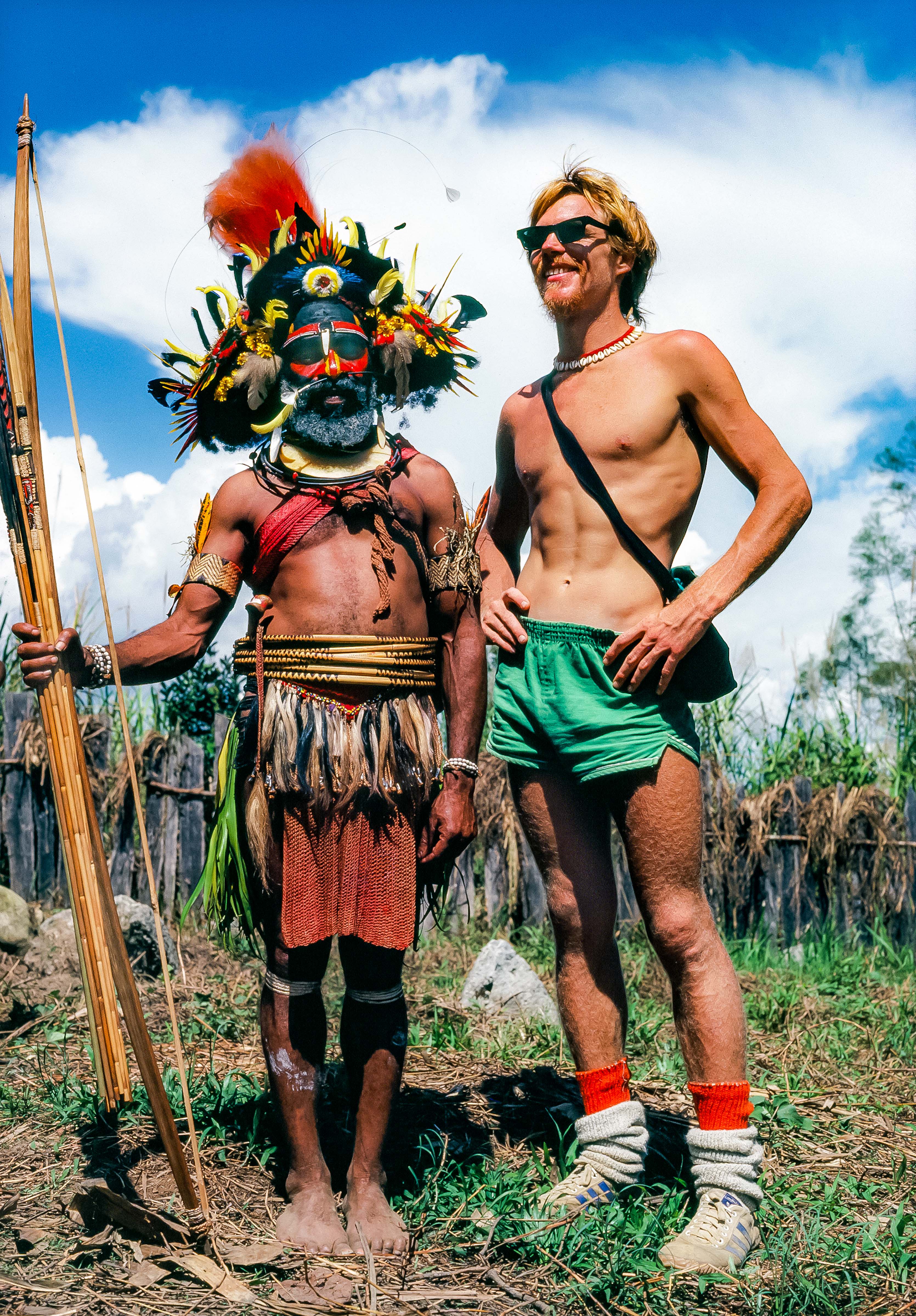 Papua New Guinea, Jeff Shea With Huli Big Man, 1983