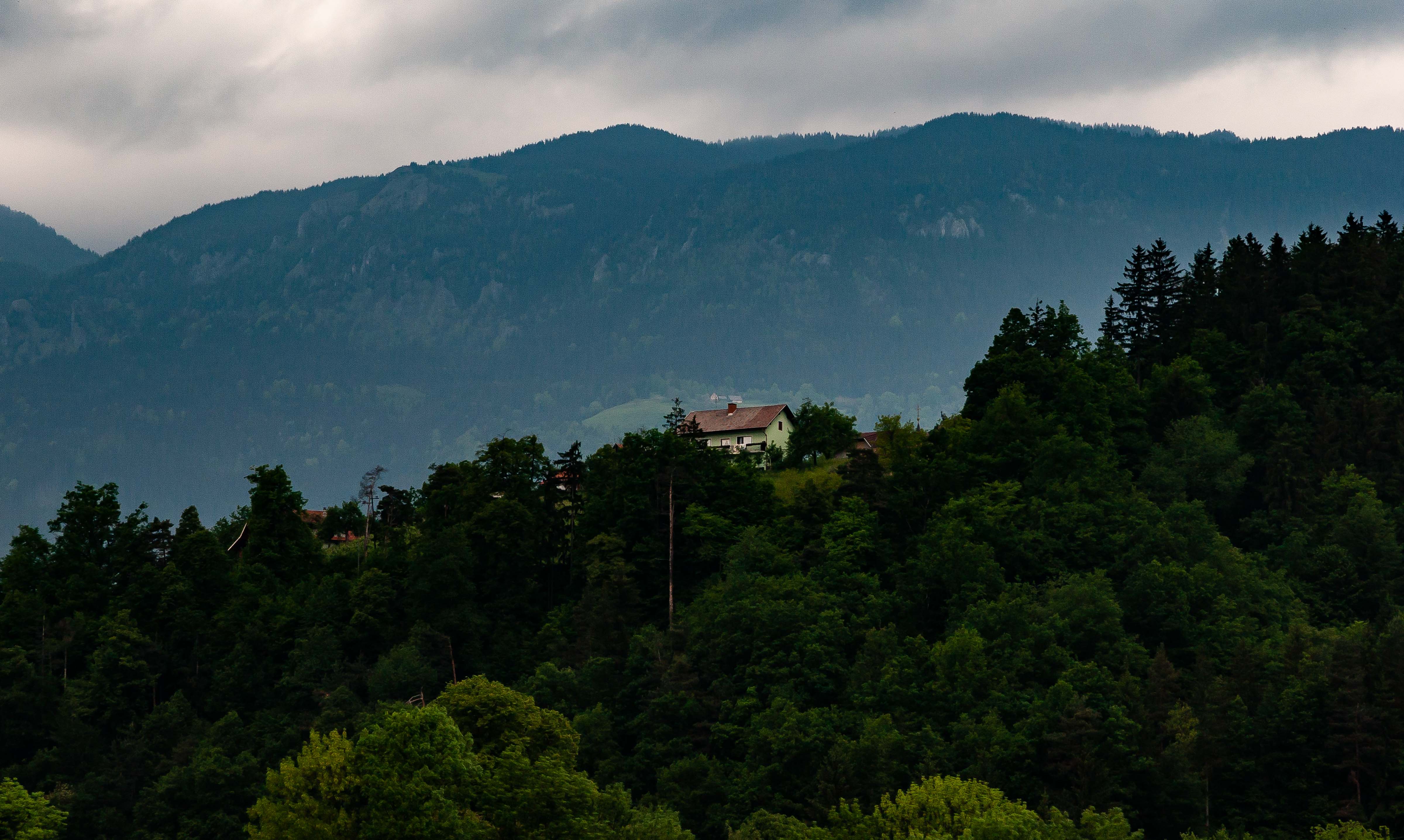 Slovenia, Mozirje Prov, House On Hill, 2006, IMG 8235