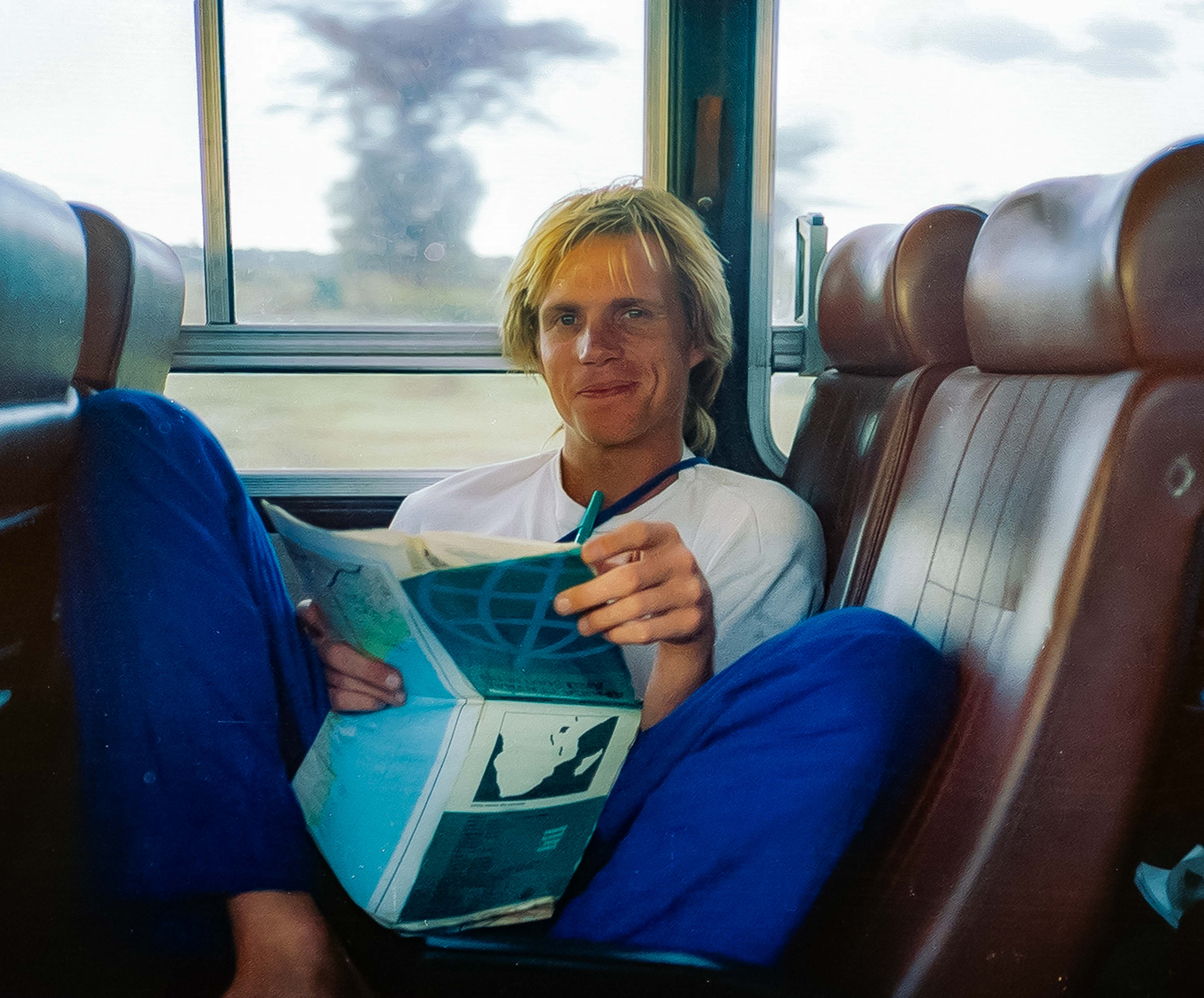 Tanzania, Jeff Shea On Bus, 1984