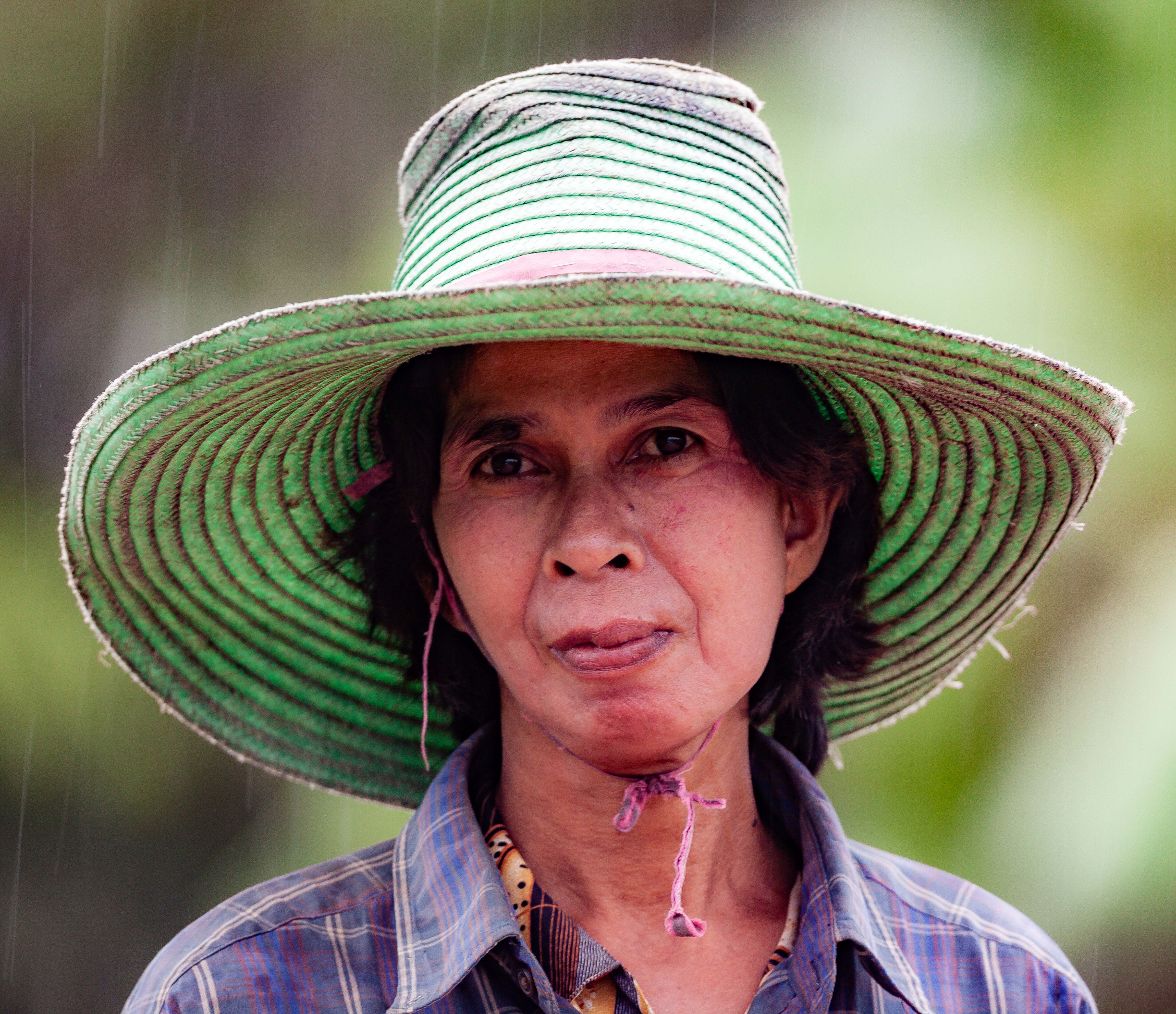 Thailand, Phatthalung Prov, Farm Woman In Rain, 2008, IMG 1550