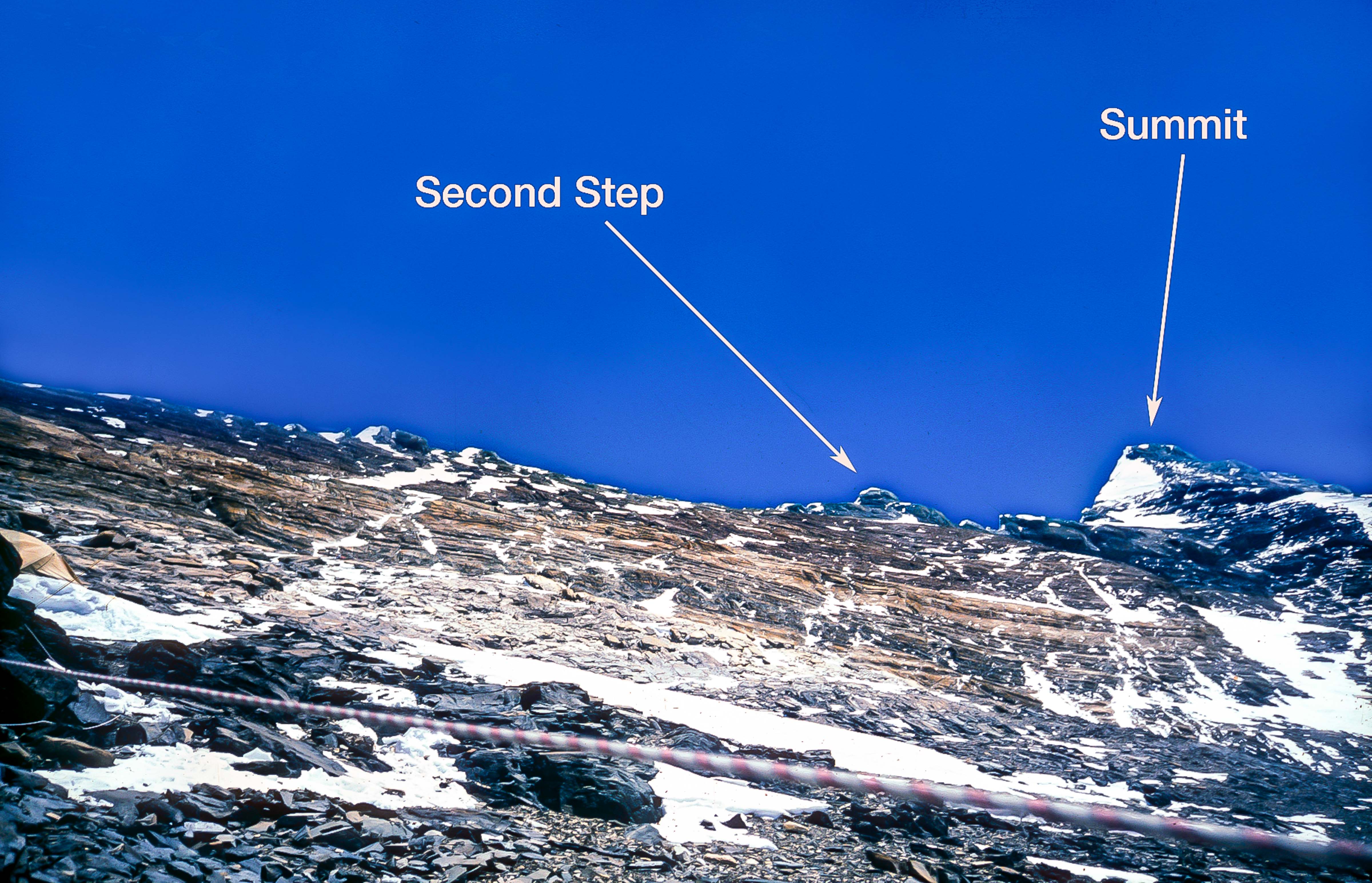 Tibet, Everest, North Ridge Route, Camp 3, Showing Second Step, Summit Pyramid, 8200m, 1995