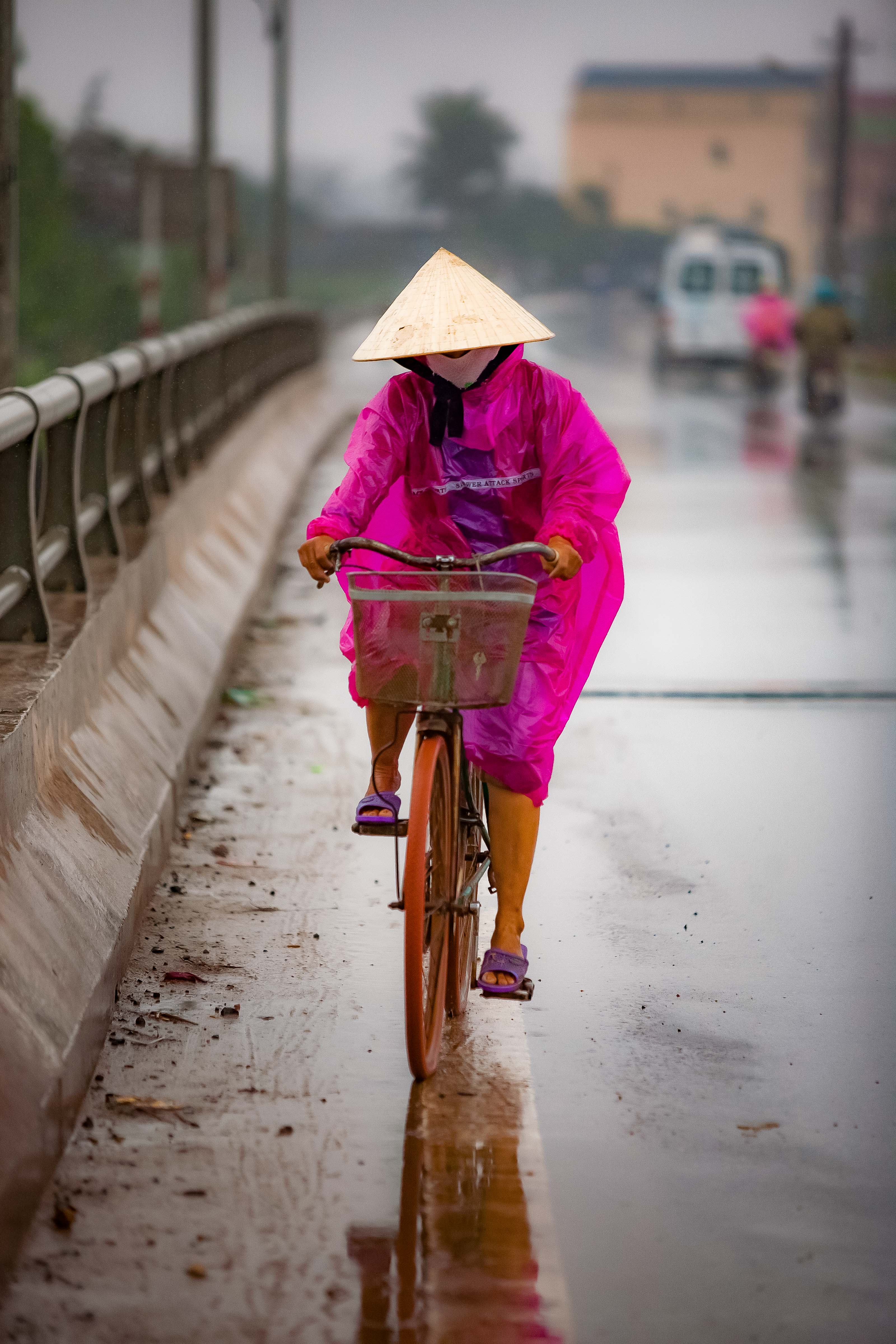 Vietnam, Quang Binh Prov, Girl Bike Rain, 2010, Img_2977