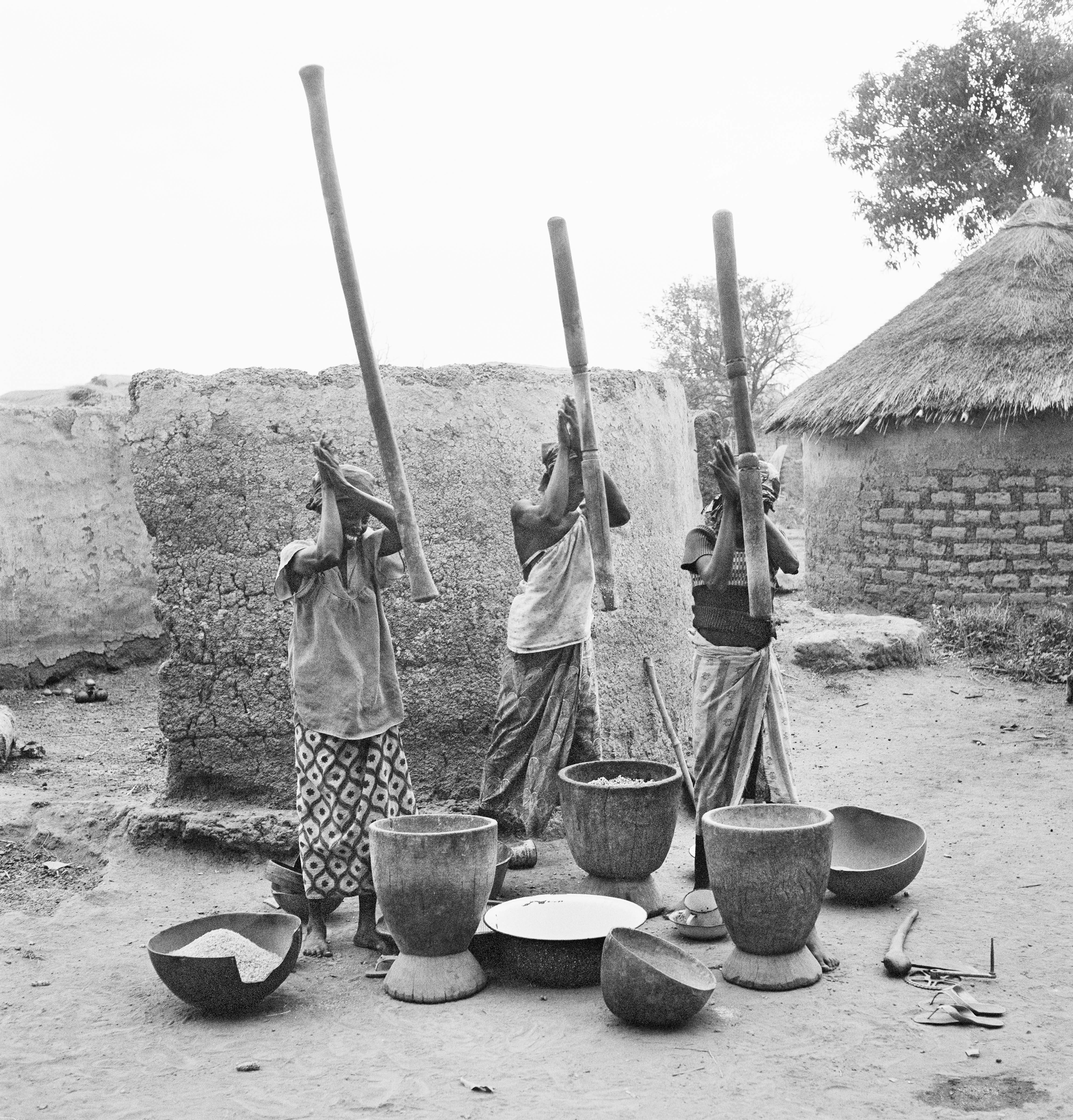 Three Women Pounding Millet